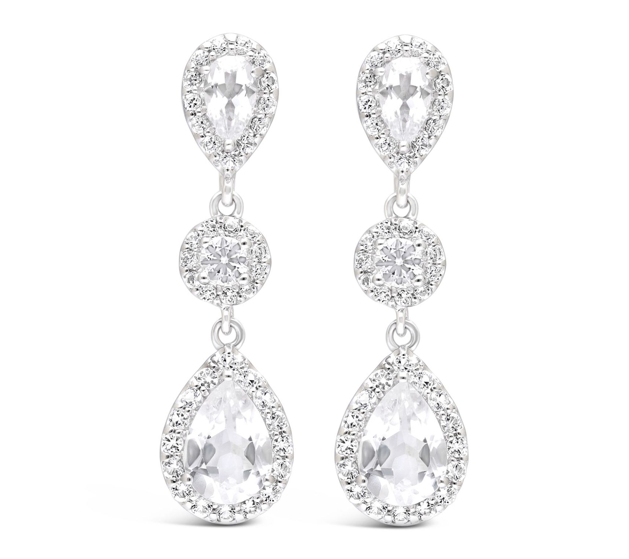 Ariva Sterling Silver White Topaz Dazzling DropEarrings