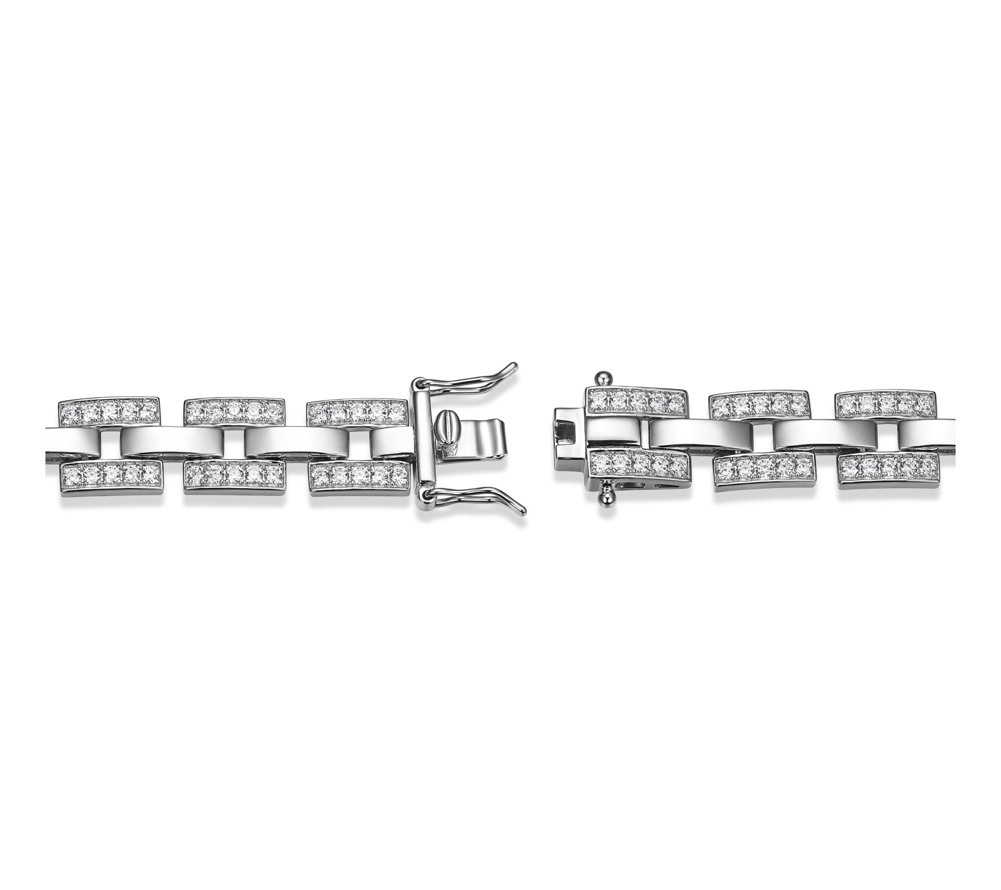 Diamonique Men's Pave Jewelry Link Bracelet, Sterling Silver