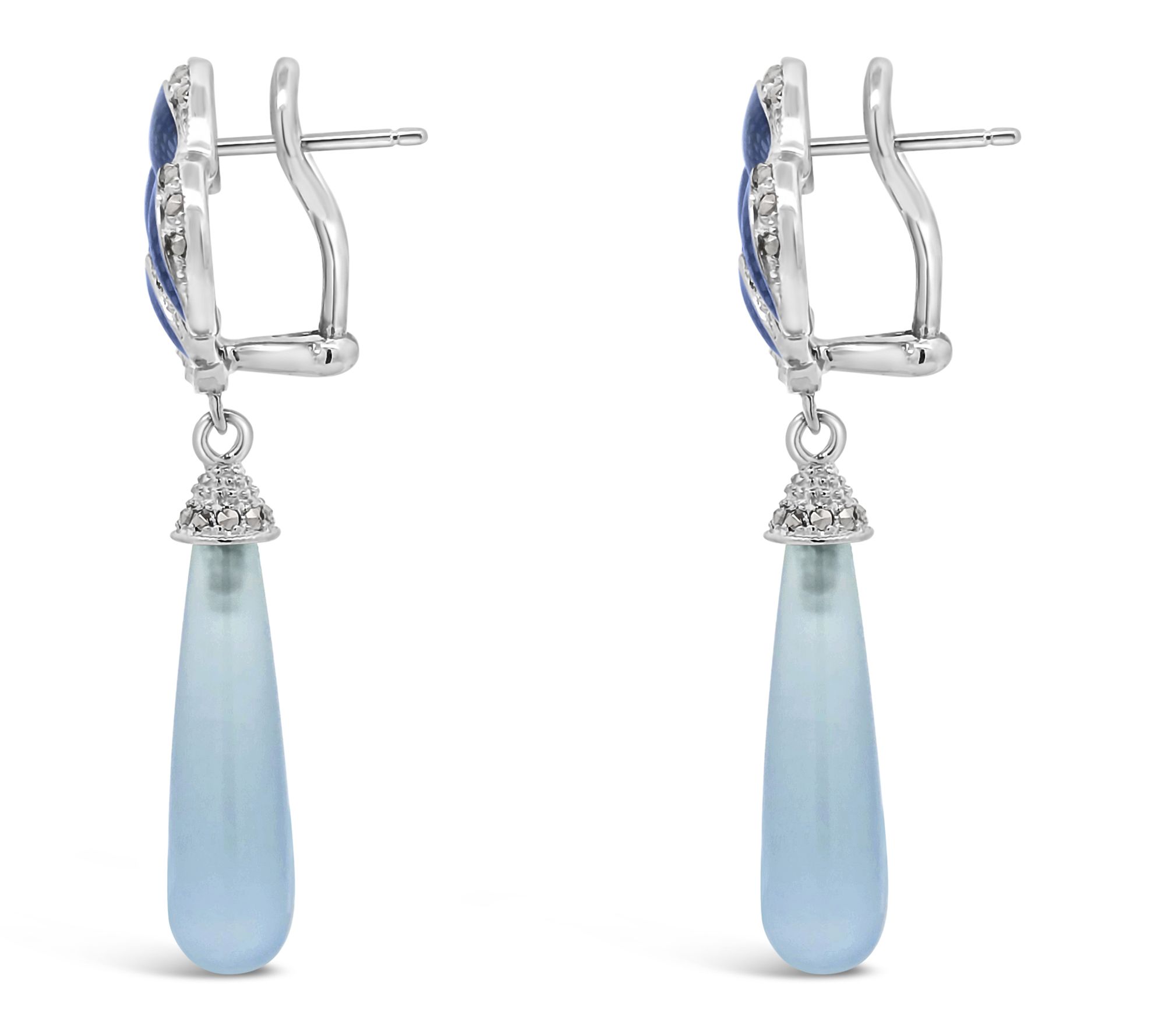 Dallas Prince Sterling Marcasite & Blue Chalcedony Earrings
