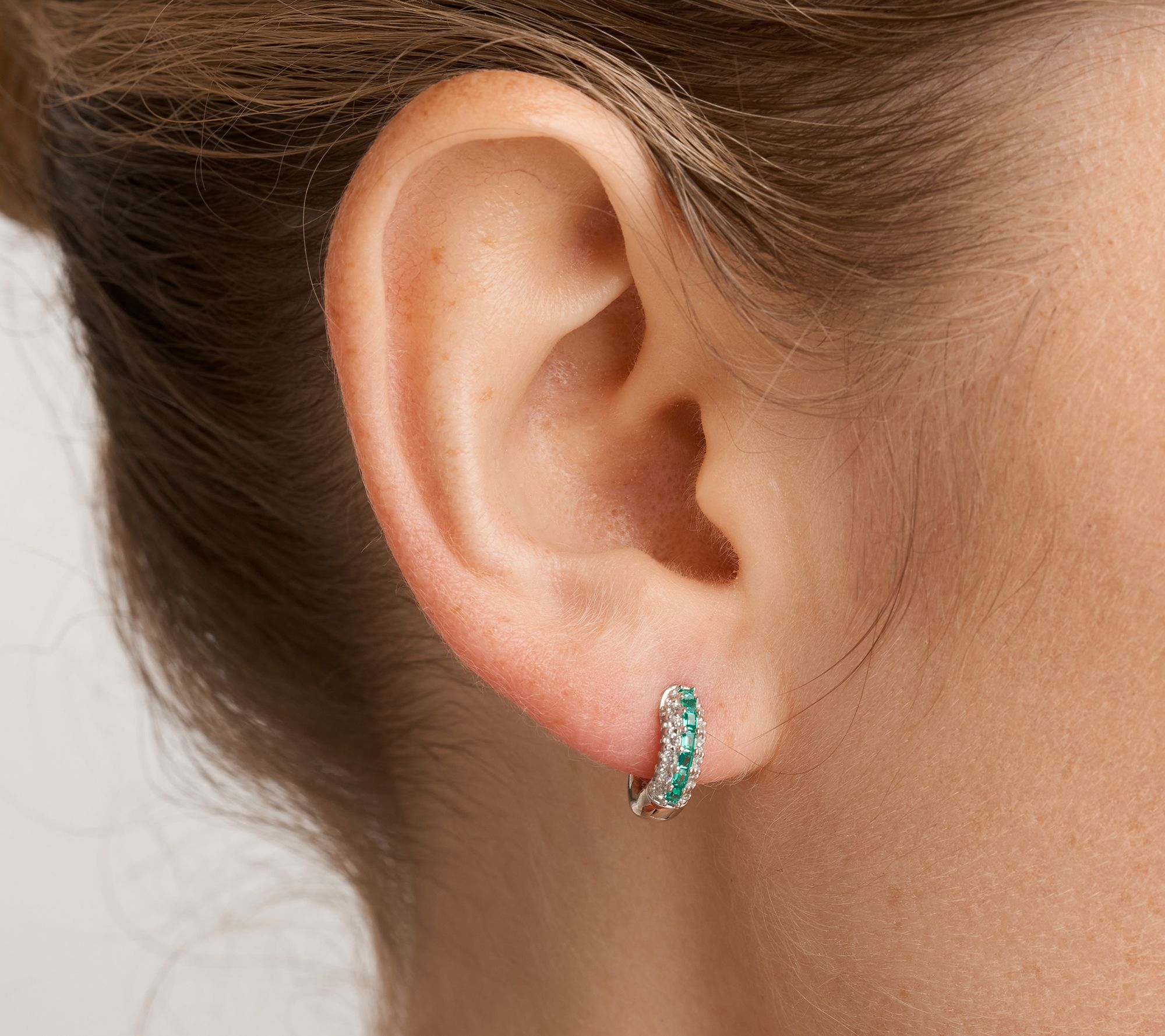 Diamonique Multi-Color Huggie Hoop Earrings, Sterling Silver