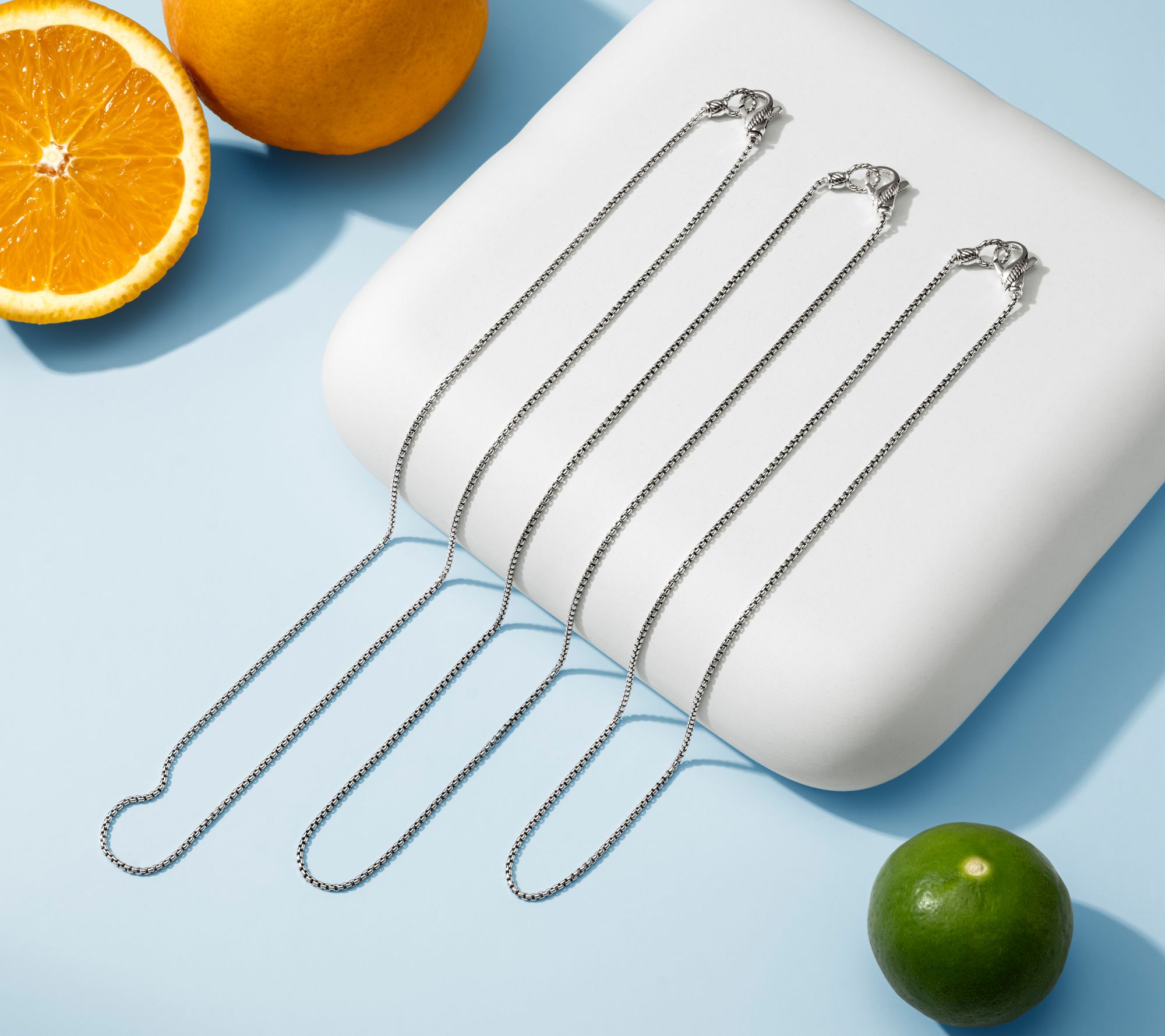 JAI Sterling Silver 1.6mm Baby Box Chain 20