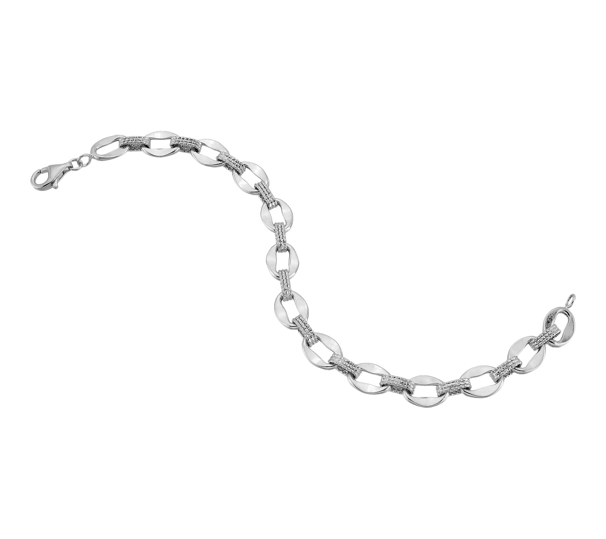 Silver Style Polished & Diamond Cut Bracelet, Sterling