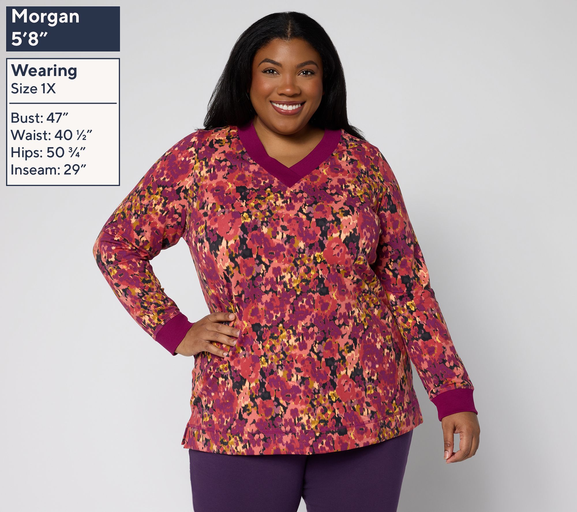 Denim & Co. Active Regular Brushed Back French Terry Printed Tunic