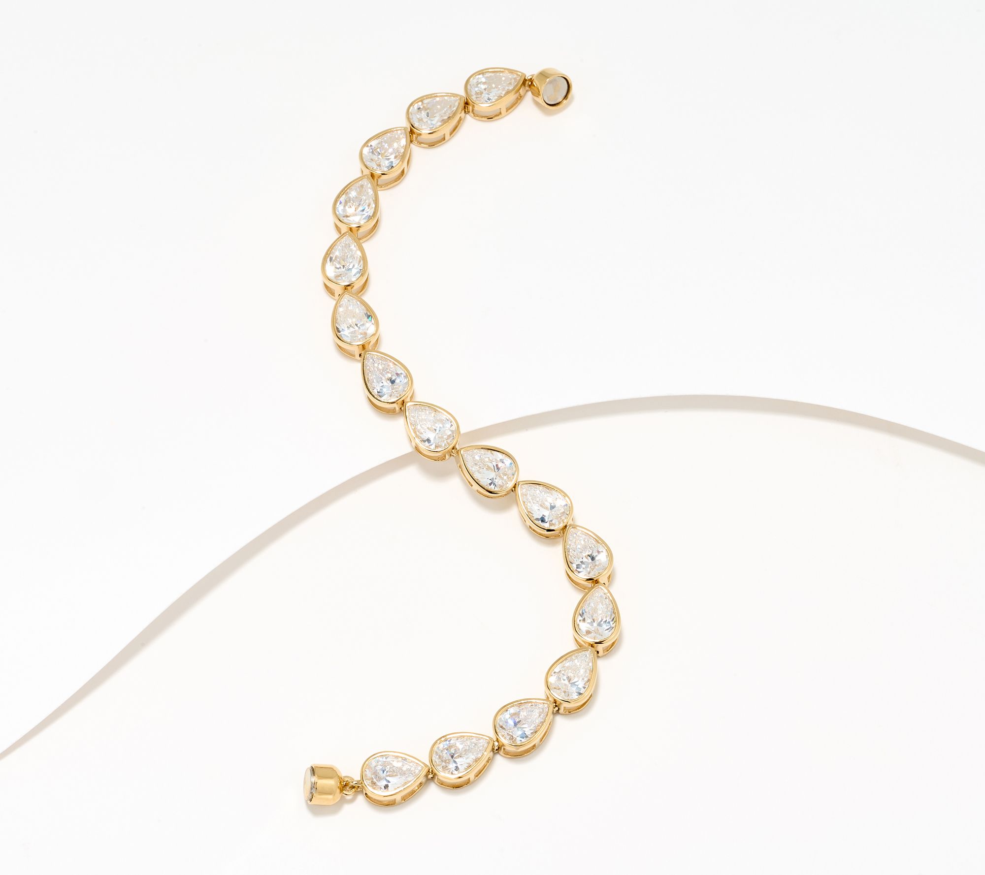 Diamonique Classics Pear Bezel Set Tennis Bracelet, Sterl