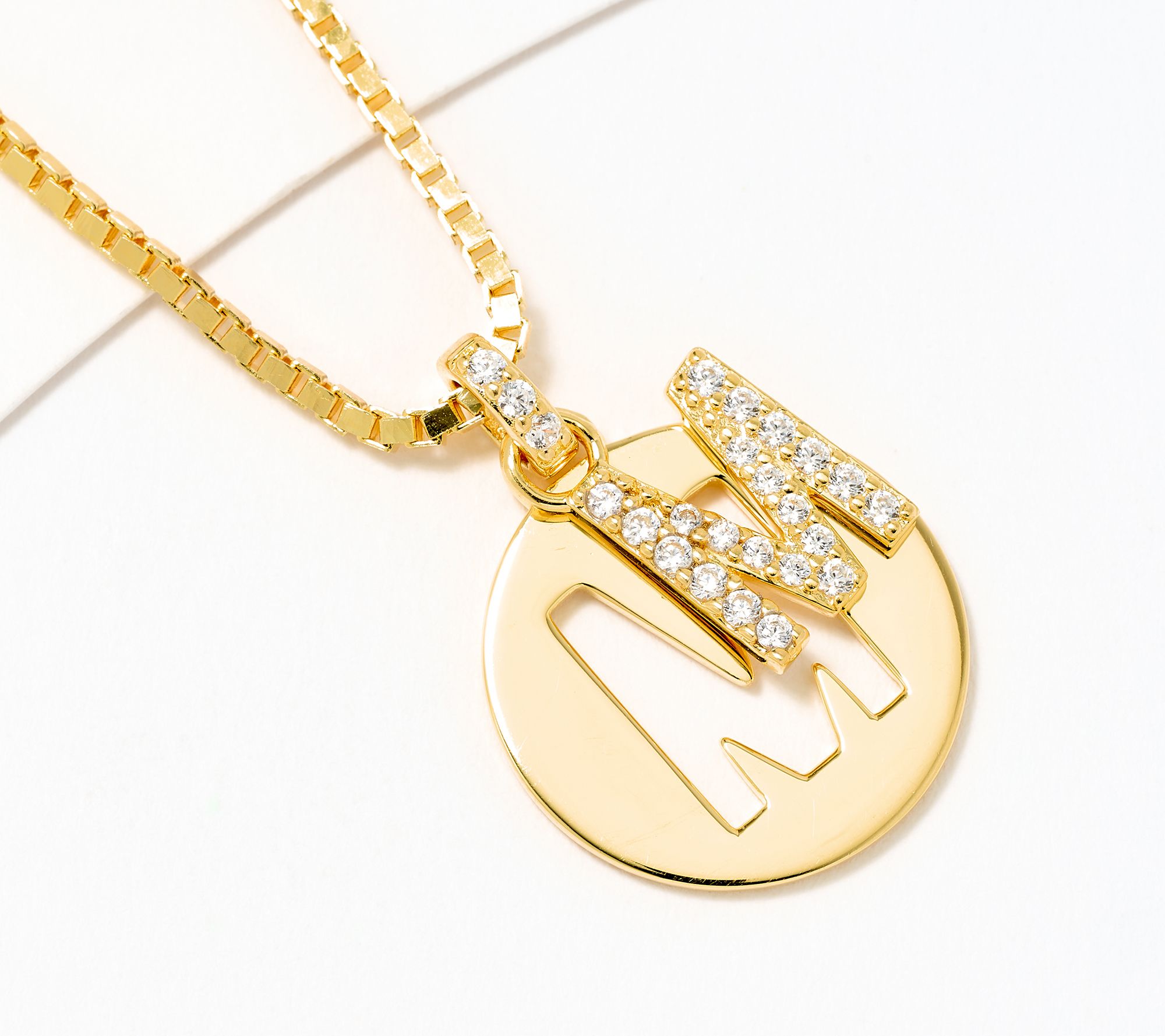 Diamonique x Kathy Levine Cut It Out Necklace, 14K Gold Plated