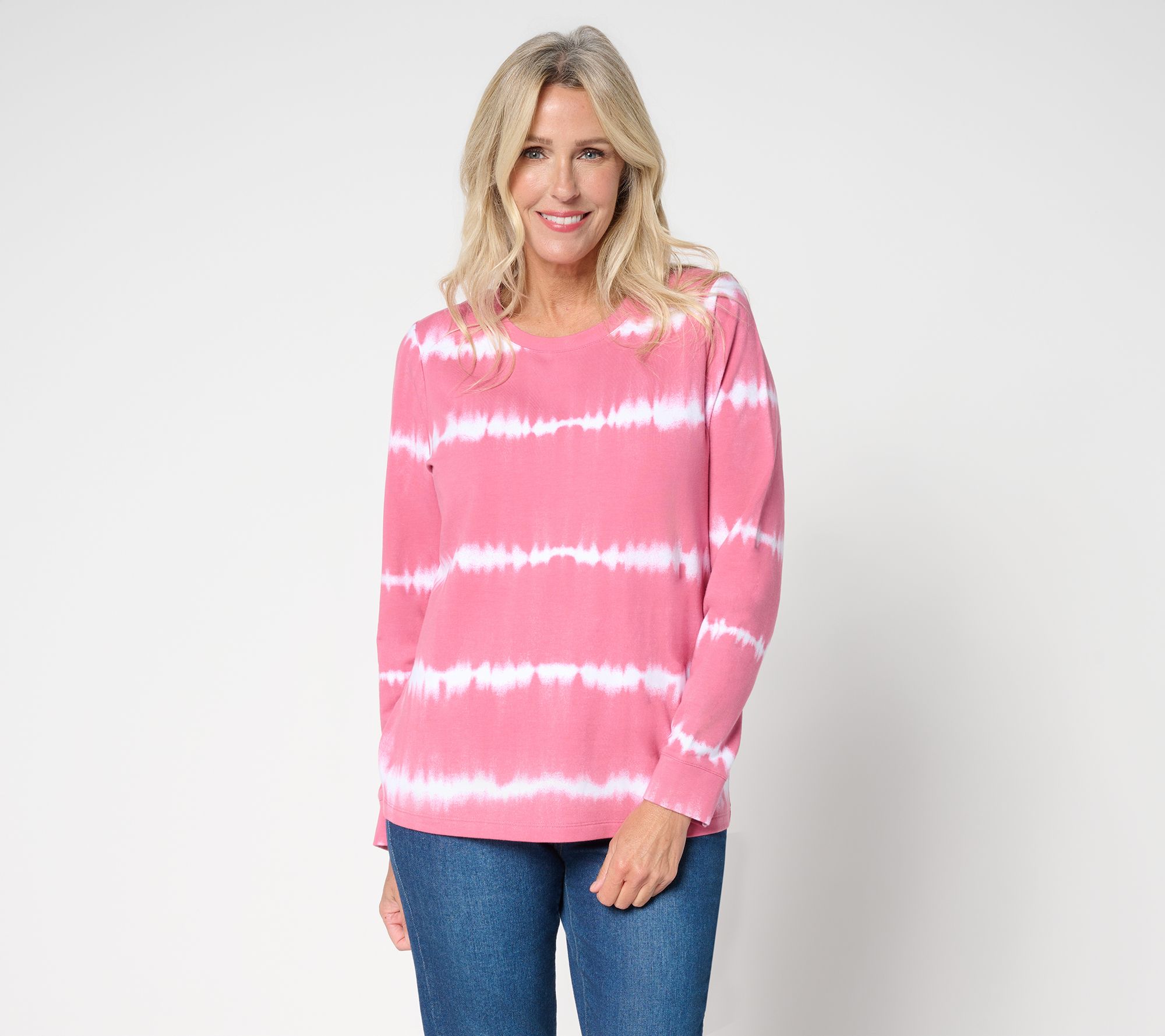 Denim & Co. Tie-Dye French Terry Long-Sleeve Sweatshirt