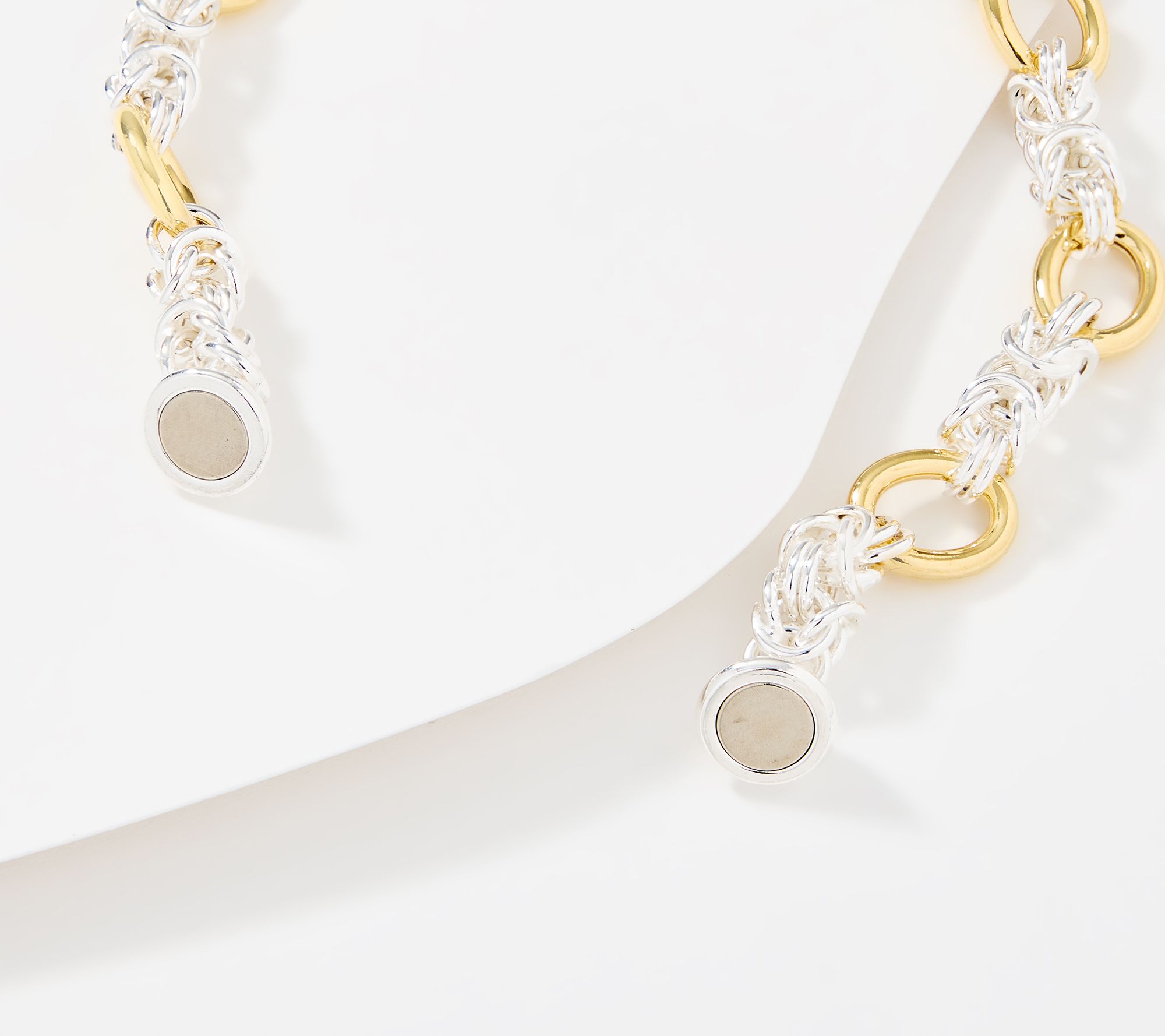 UltraFine 950 Silver Byzantine Station Status Bracelet w/ Mag