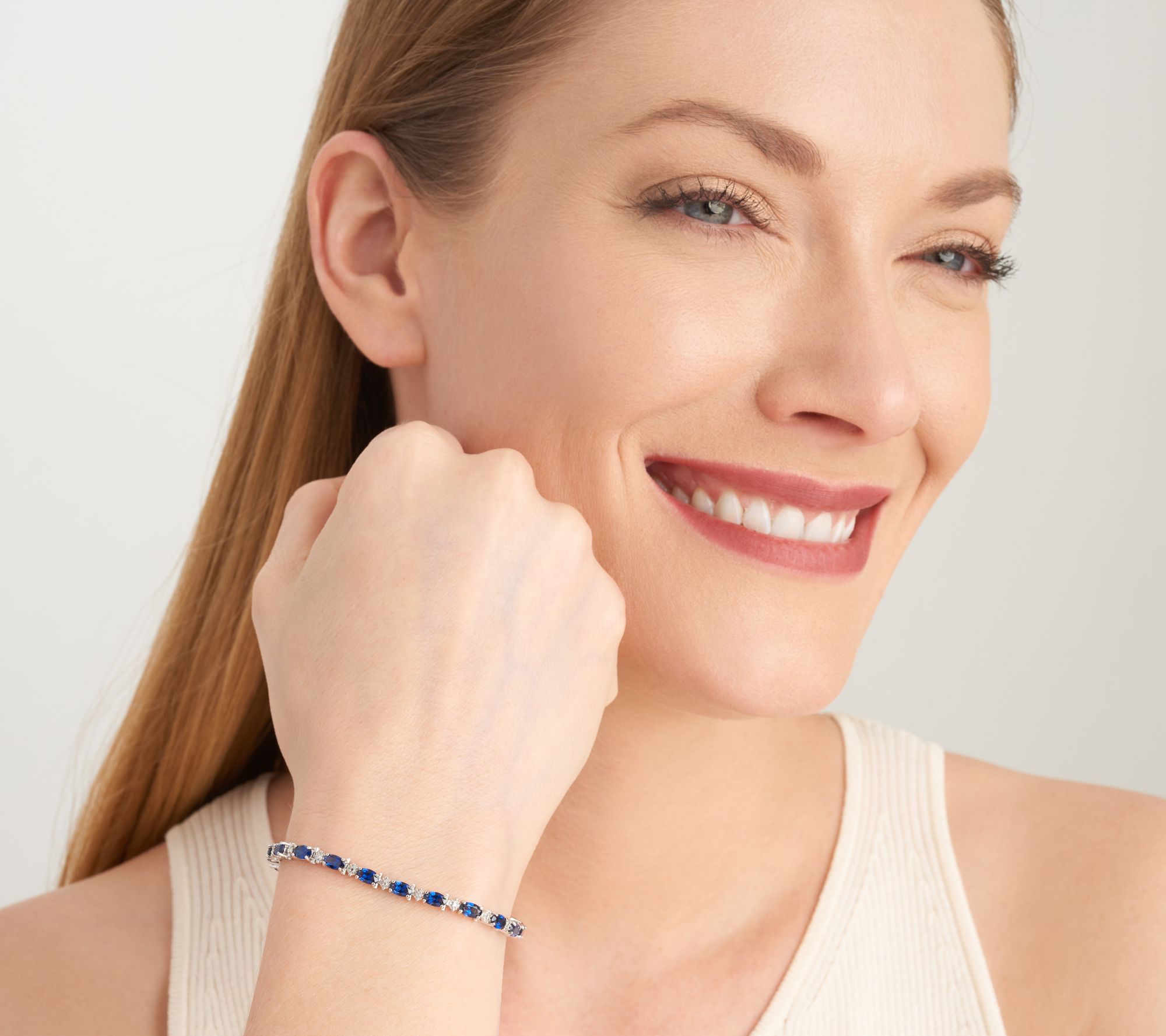 Affinity Gems Oval Gemstone Tennis Bracelet, Sterling Silver