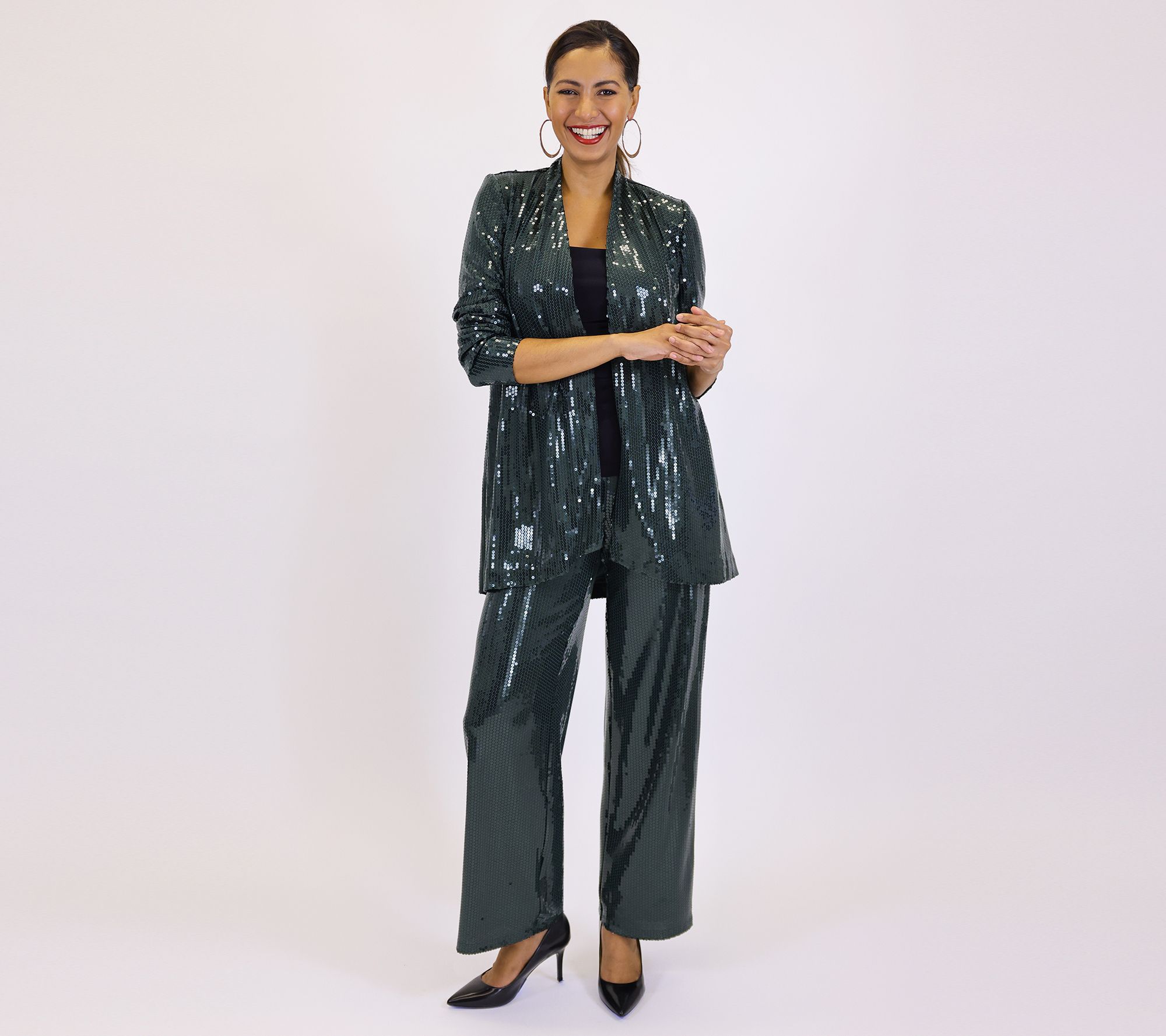 Dennis Basso Printed Sequin Fully Lined Cardigan