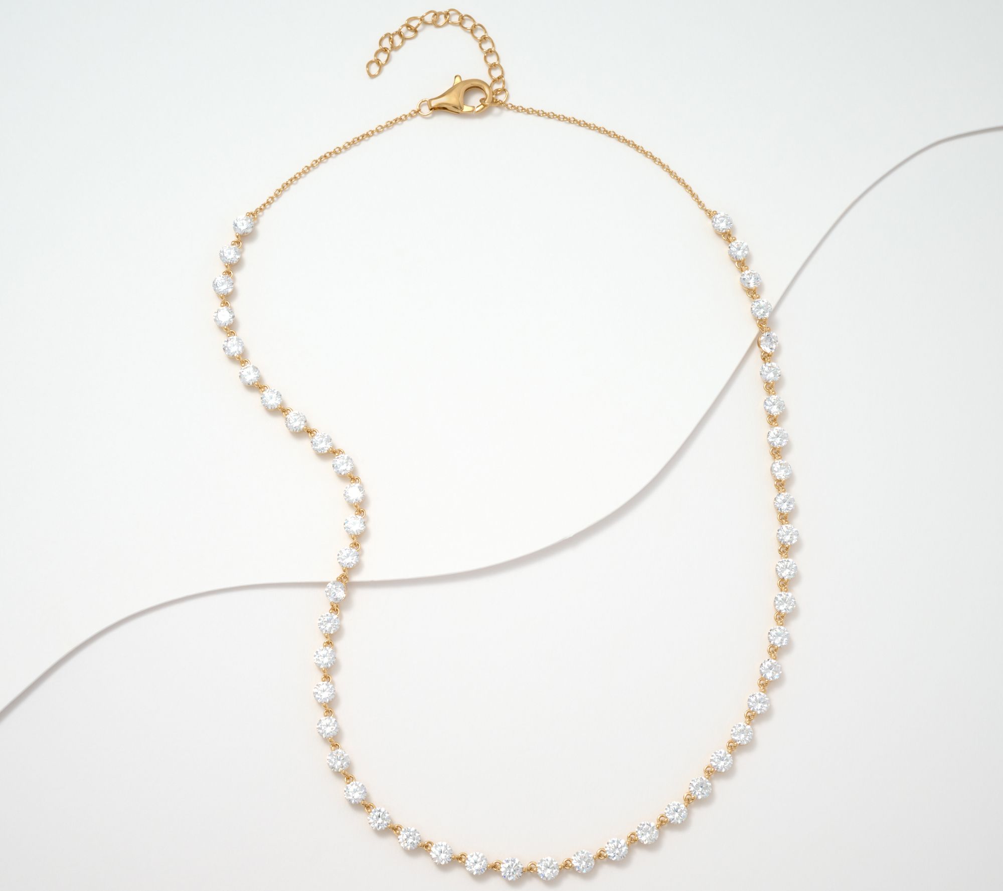 Diamonique Floating Bezel Round Cut Tennis Style Necklace, SS