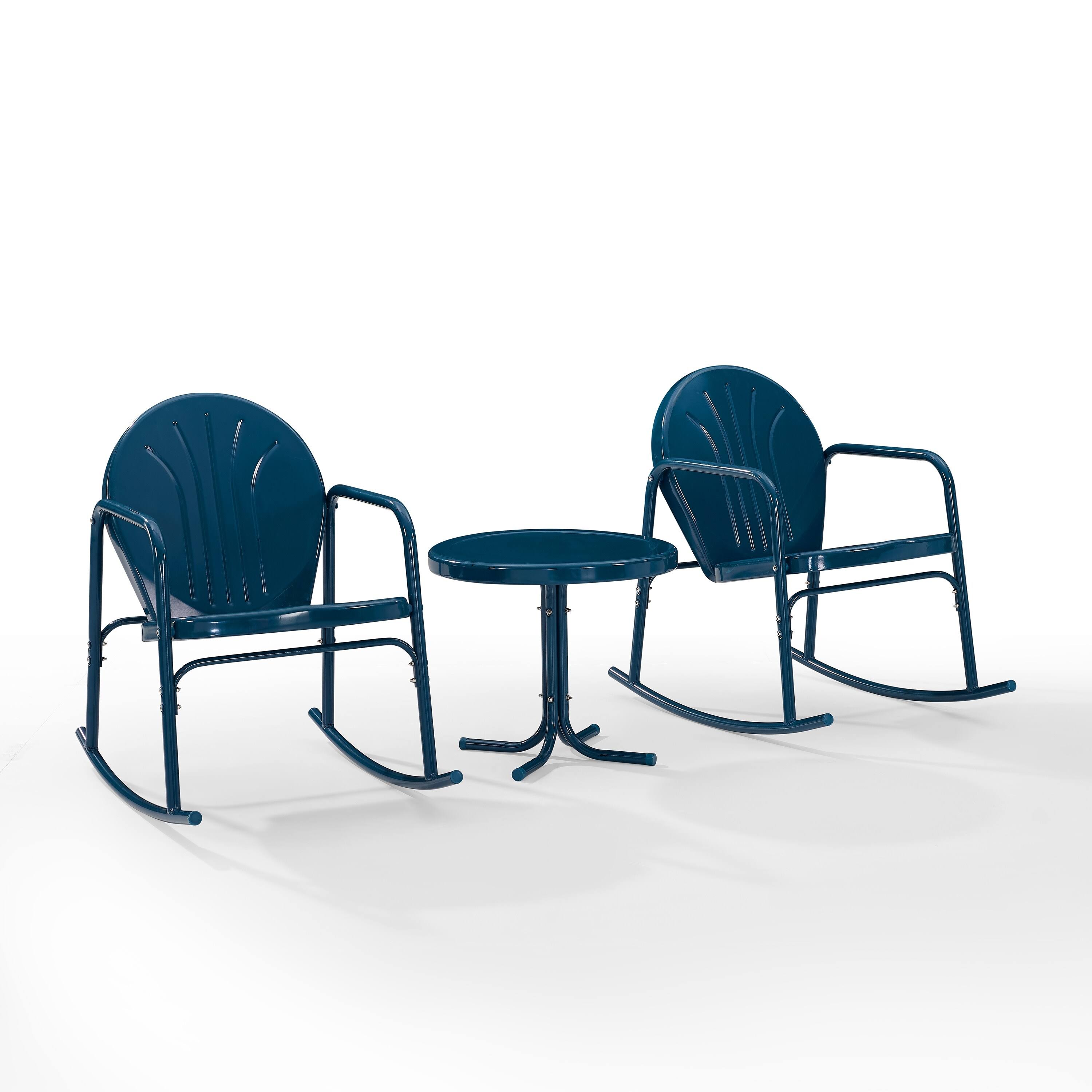 Crosley Griffith 3PC Outdoor Rocking Chair Set - Navy Gloss