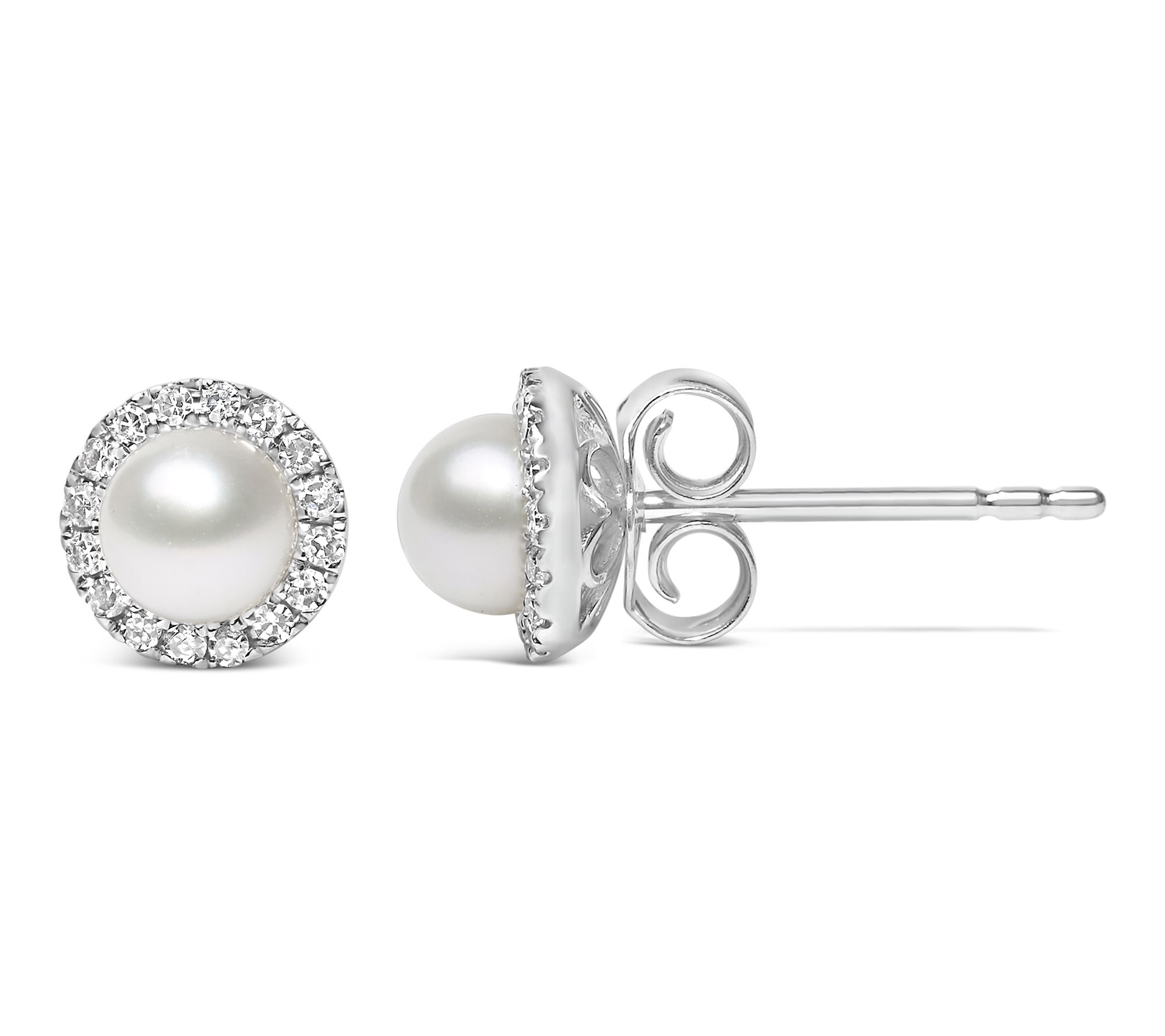 Haus of Brilliance Cultured Pearl & Diamond Halo Earrings, 10K