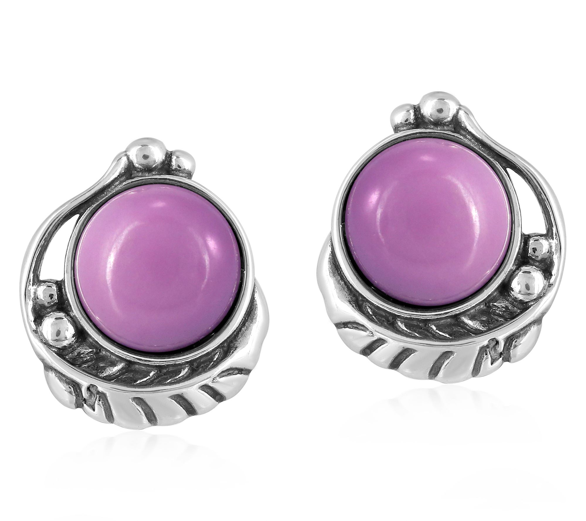 American West Sterling Silver Gemstone Button Earrings