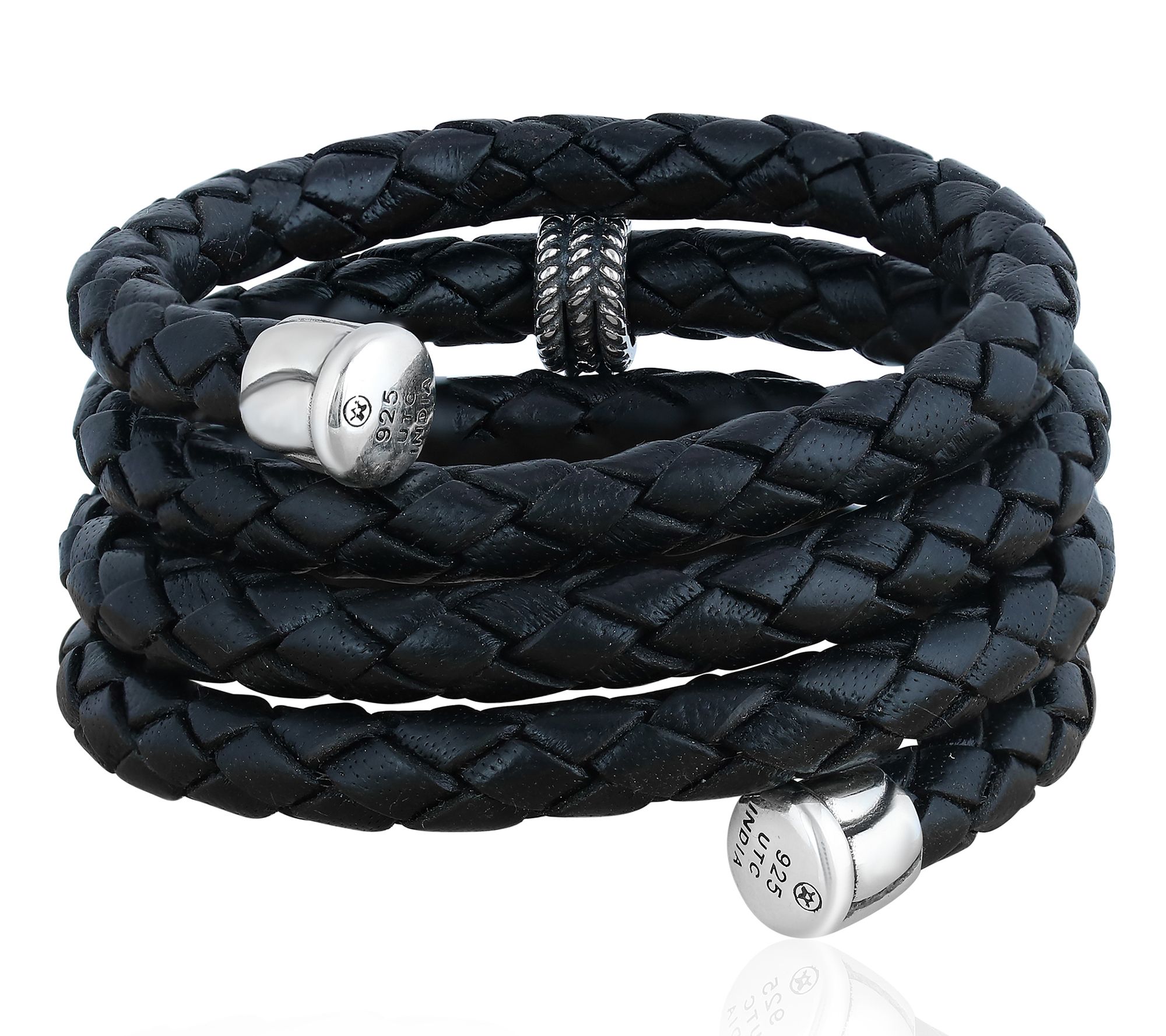 American West Sterling Gemstone Concha Leather Bracelet