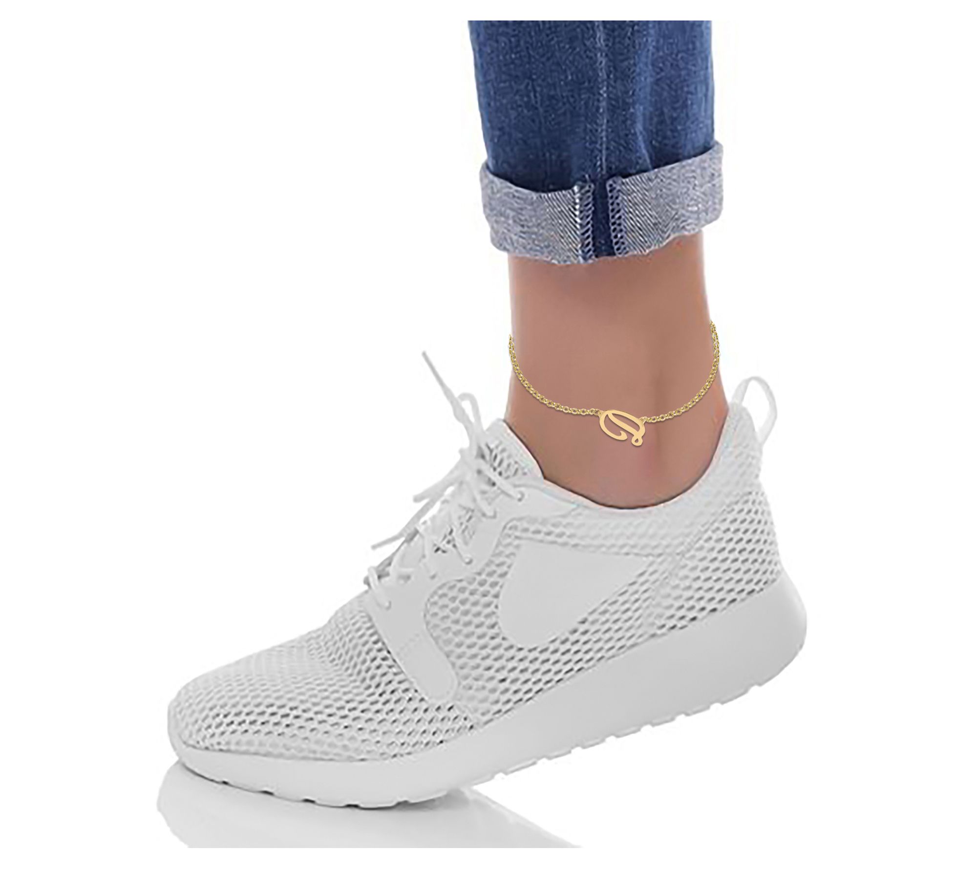 Personalized 14K Gold Plated Script Initial Ankle Bracelet