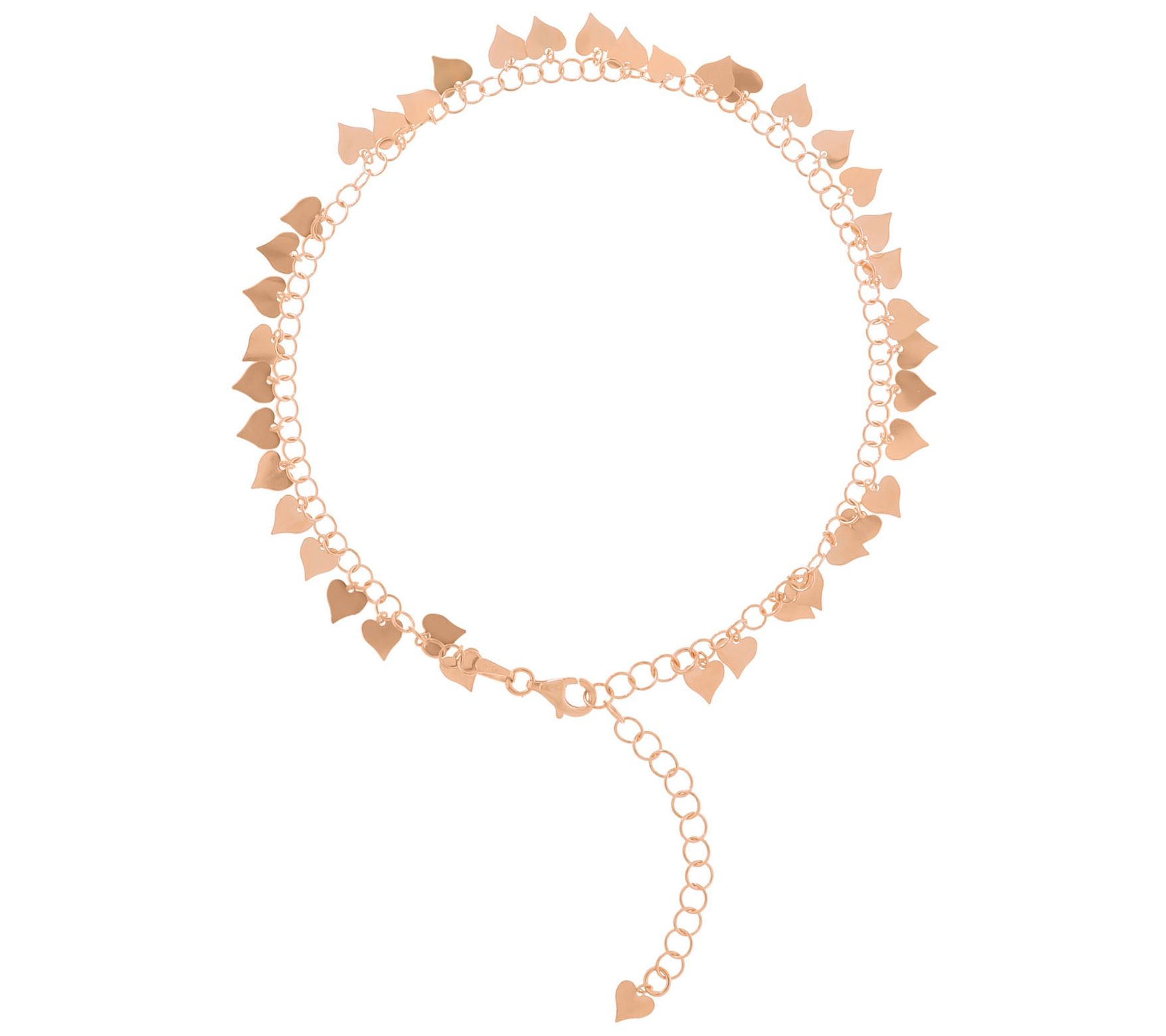 Veronese 18K Gold Plated Heart Ankle Bracelet, 3.7g