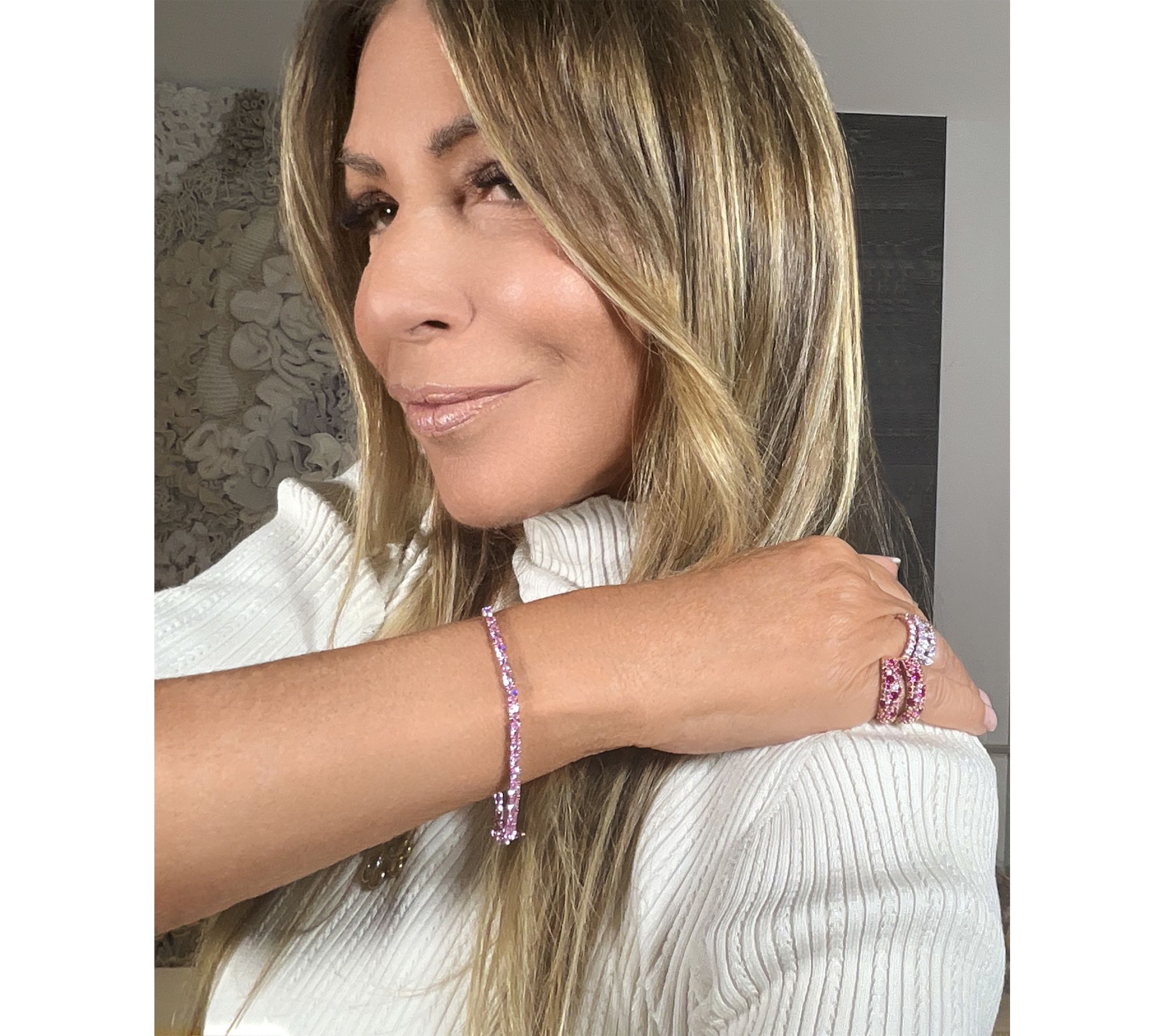 Diamonique x Jennifer Miller Pink Tennis Bracelet, Sterling