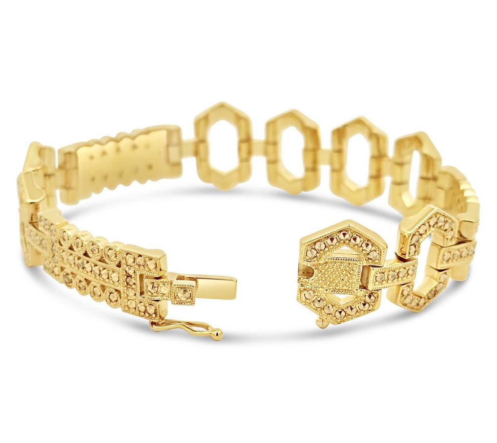 Dallas Prince 14K Gold Clad Marcasite Fancy Link Bracelet