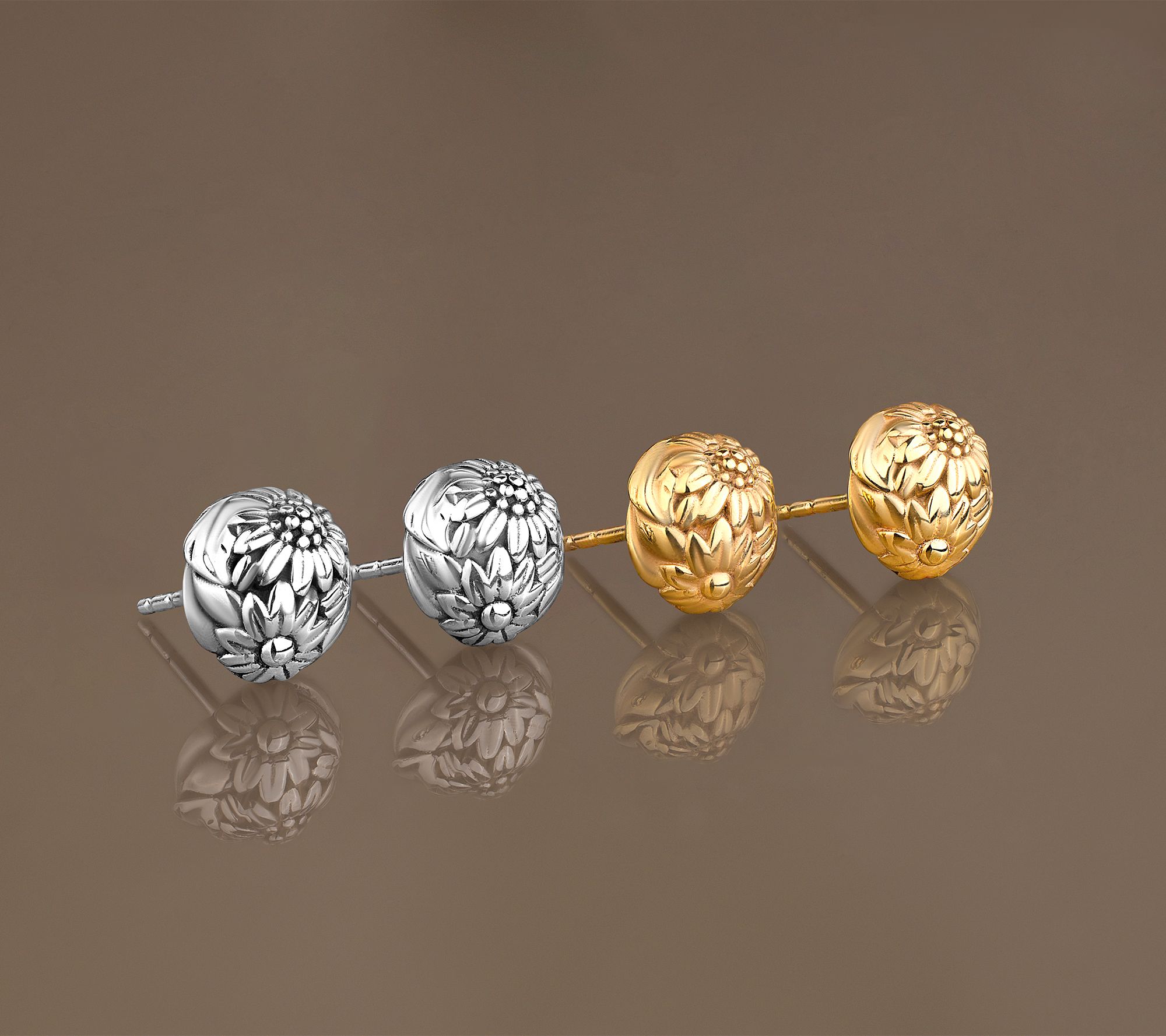 Christian James by Scott Grimes 14K Gold Clad Legacy Flower Stud Earrings