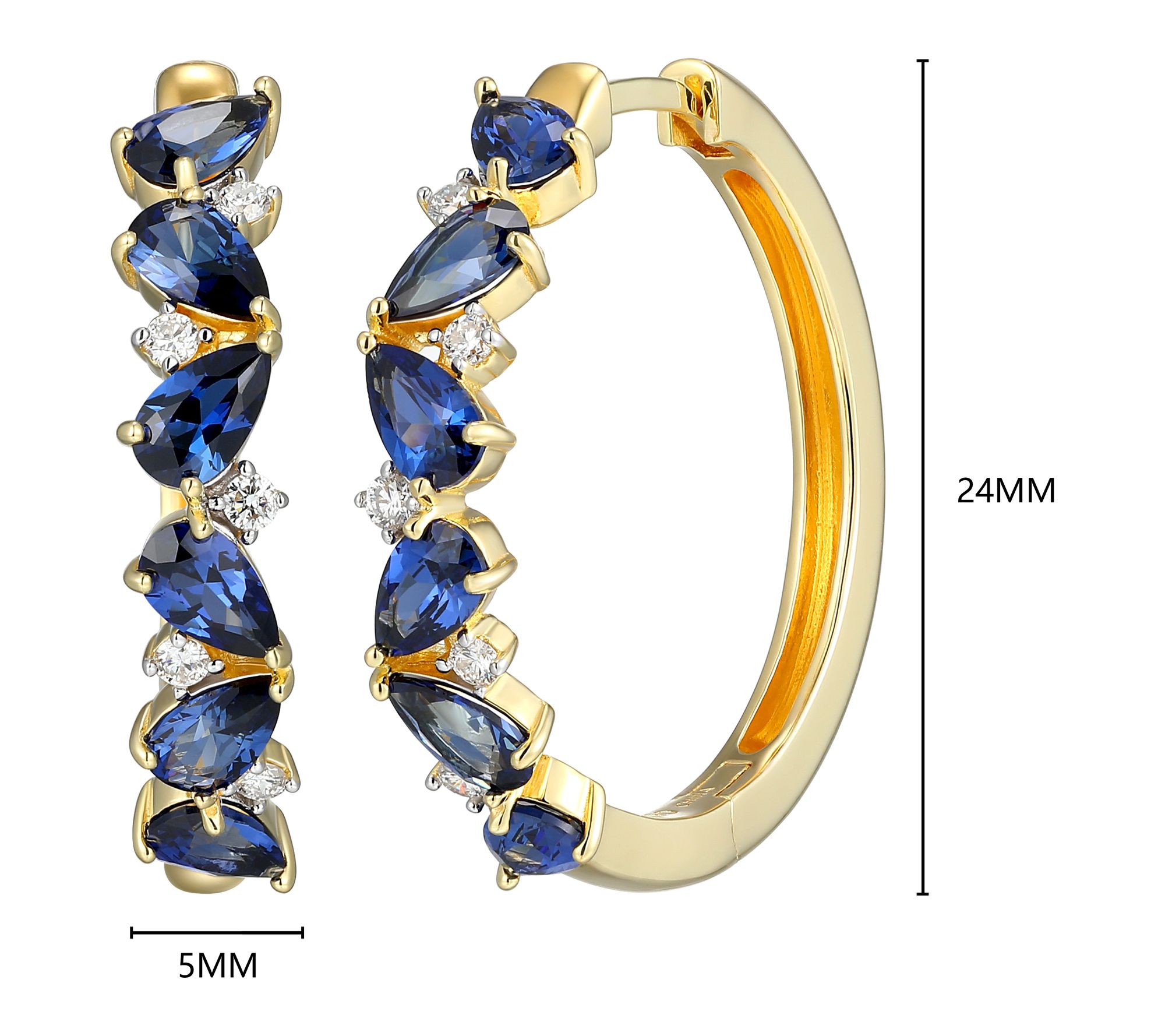LuxLab Grown Gemstone & Diamond Hoop Earrings,18K Gold Plated