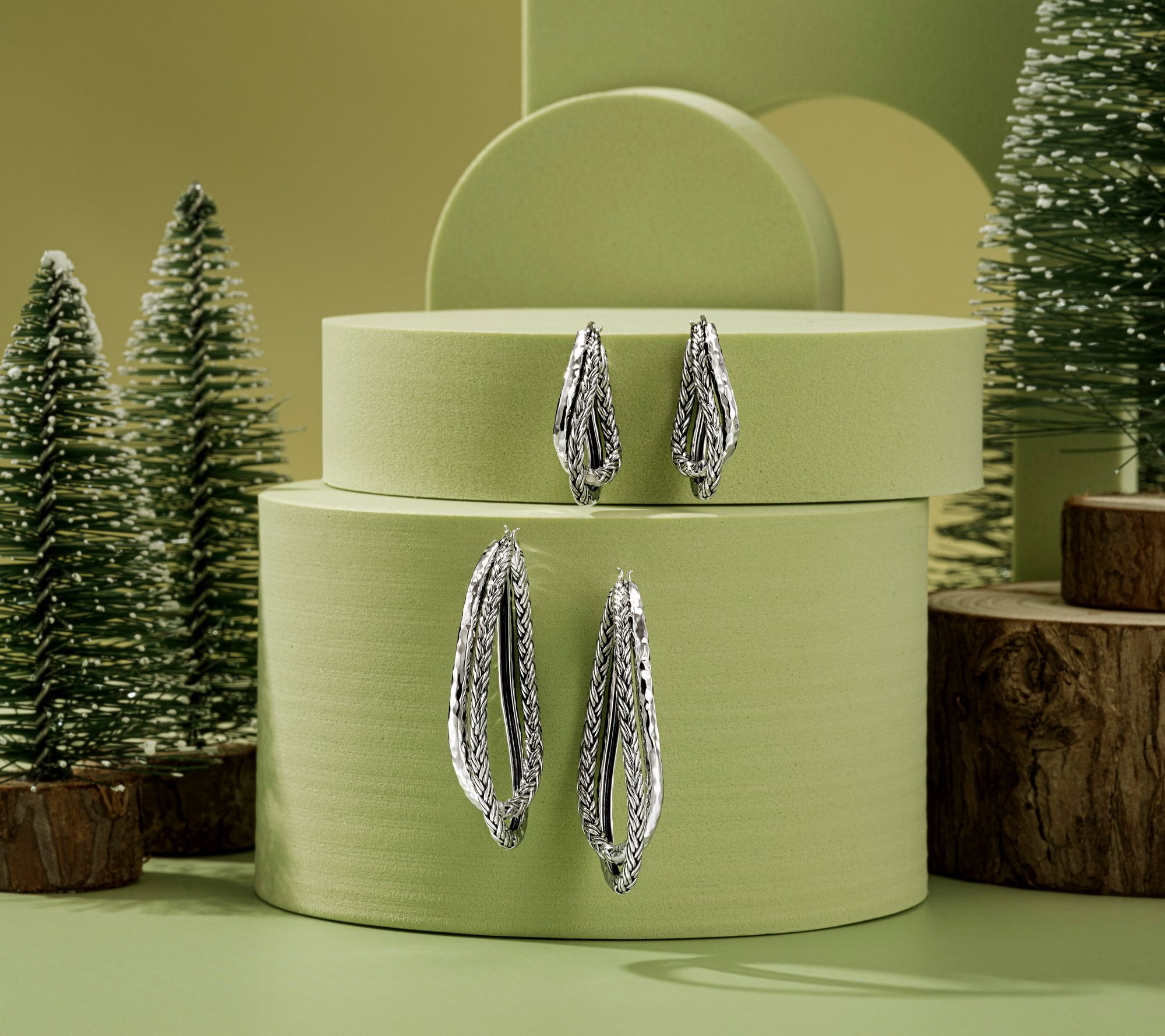 JAI Sterling Silver Legacy & Hammered 1-3/4