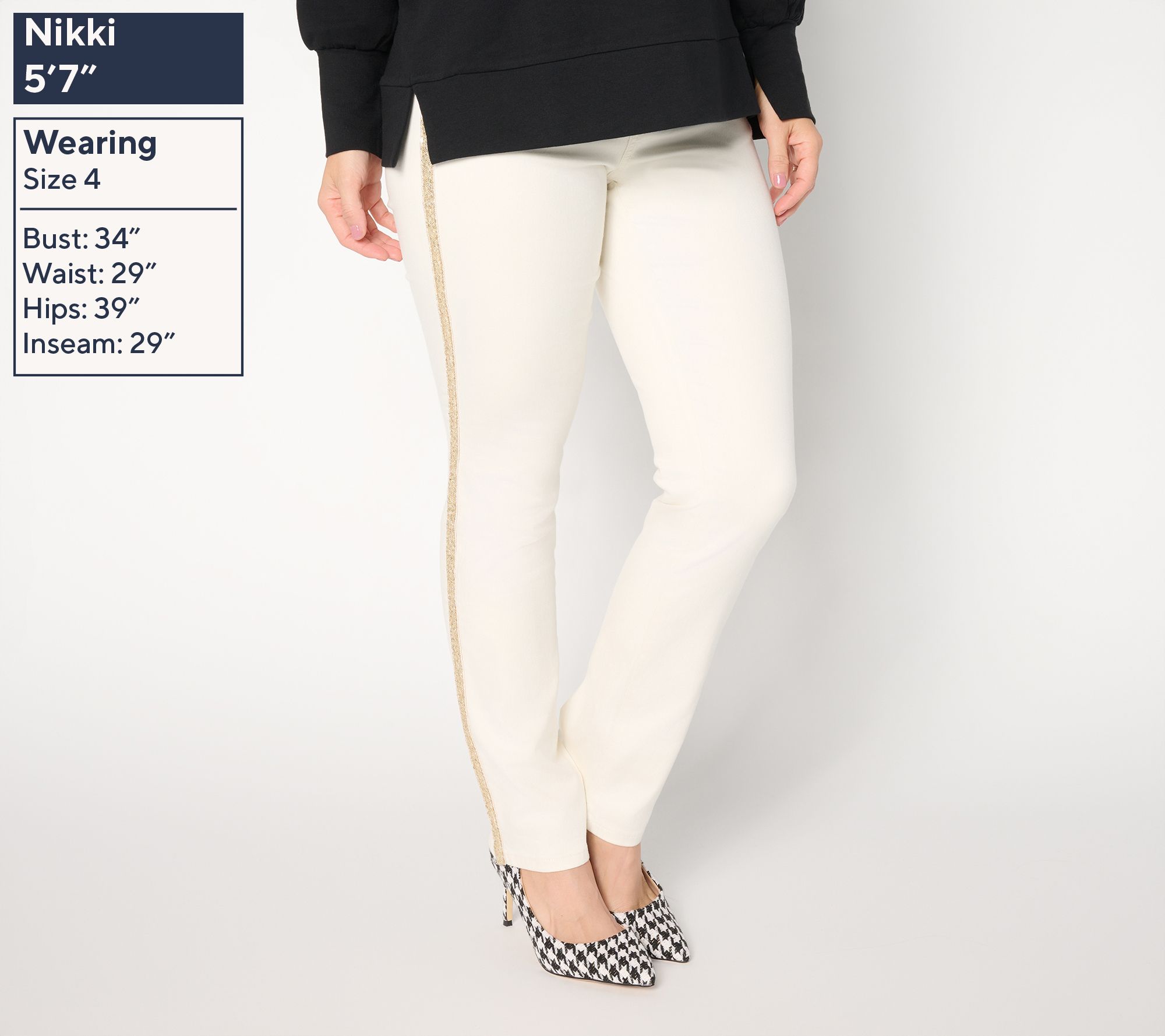 Belle by Kim Gravel Petite TripleLuxe Twill Sequin Striped Jean