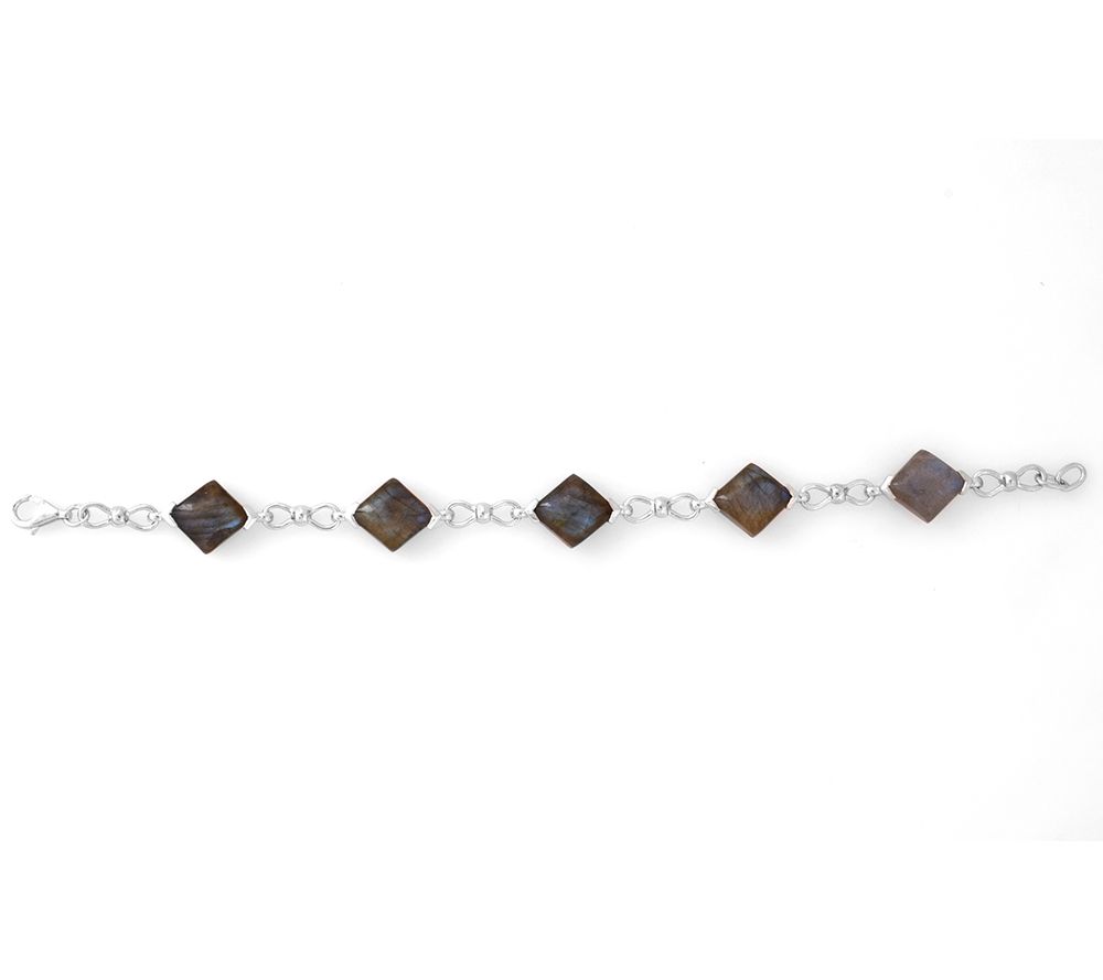 Affinity Gems Labradorite Station Bracelet, Sterling Silver