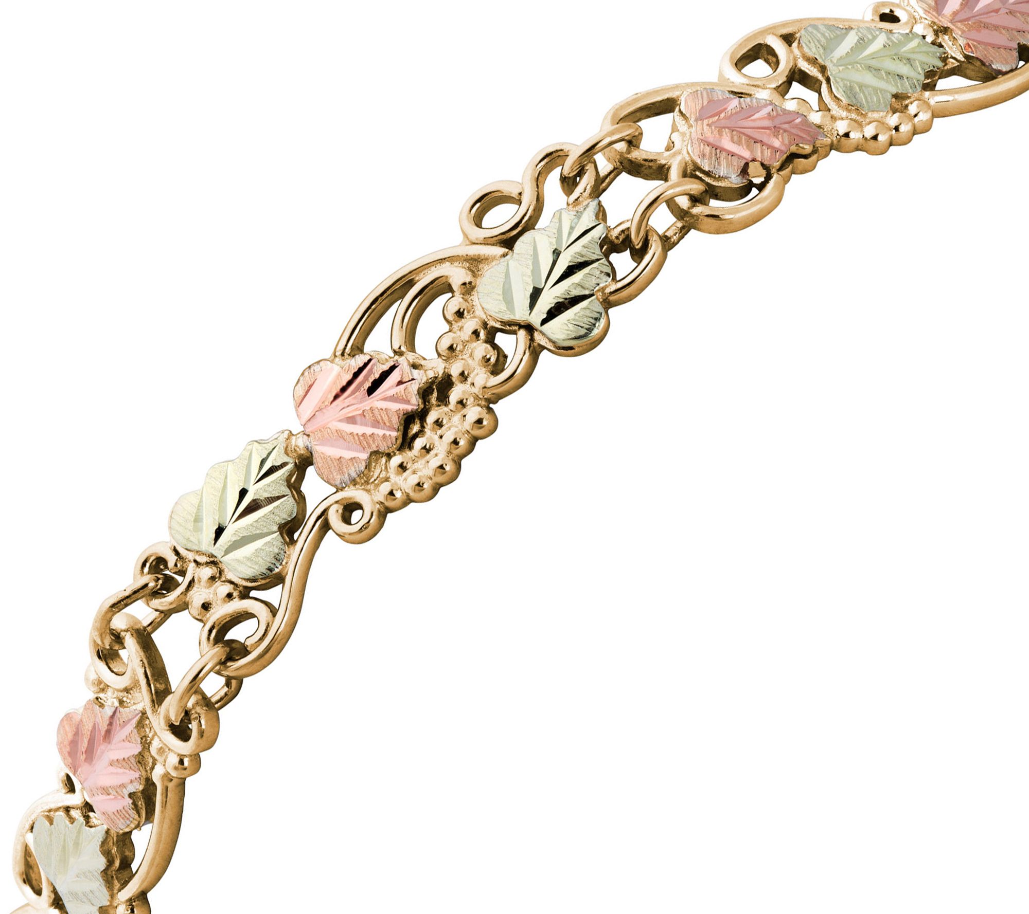 Black Hills Gold Leaf and Grape Design Bracelet, 10K/12K Gold