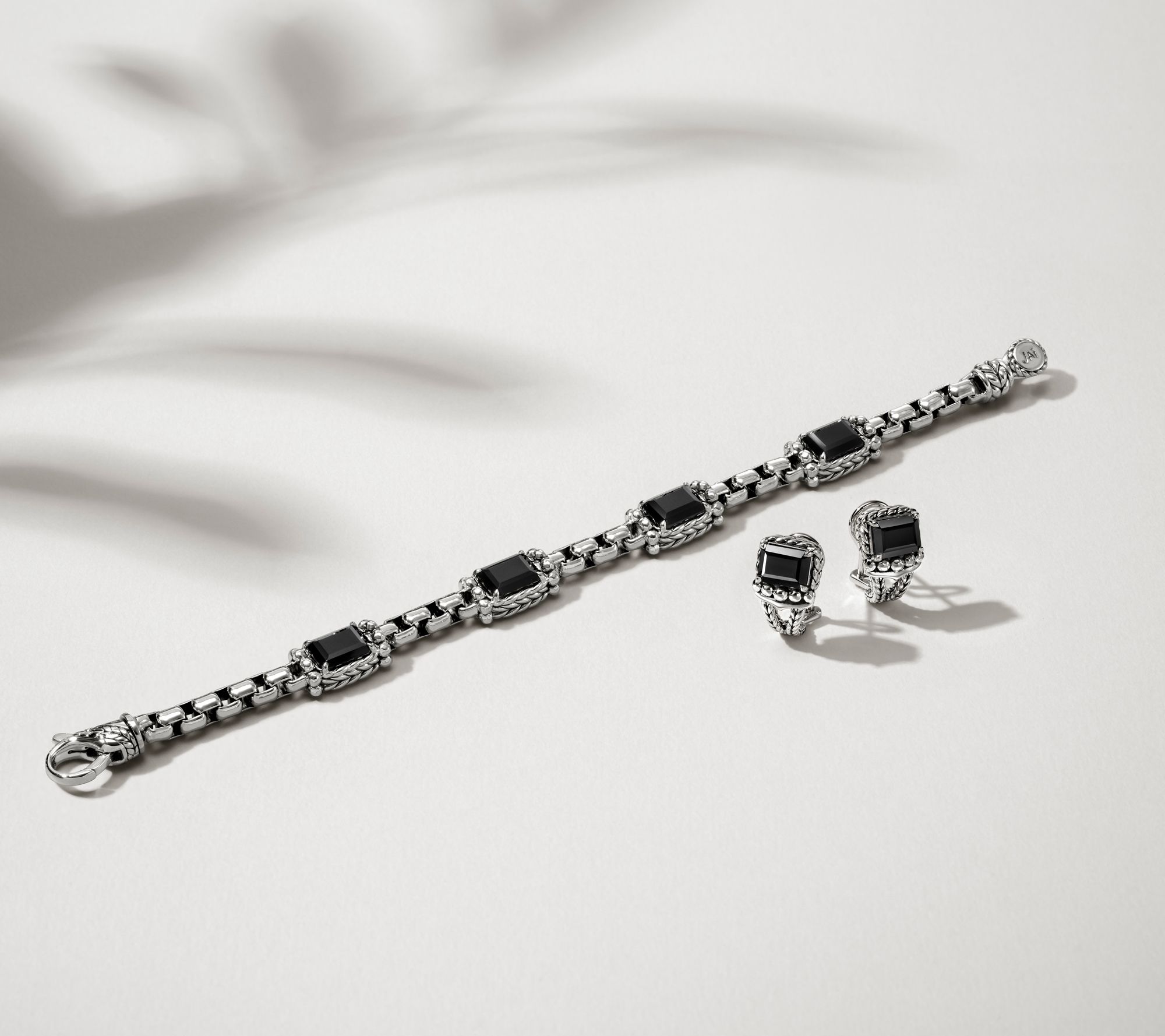 JAI Sterling Silver Emerald Cut Gemstone Earrings