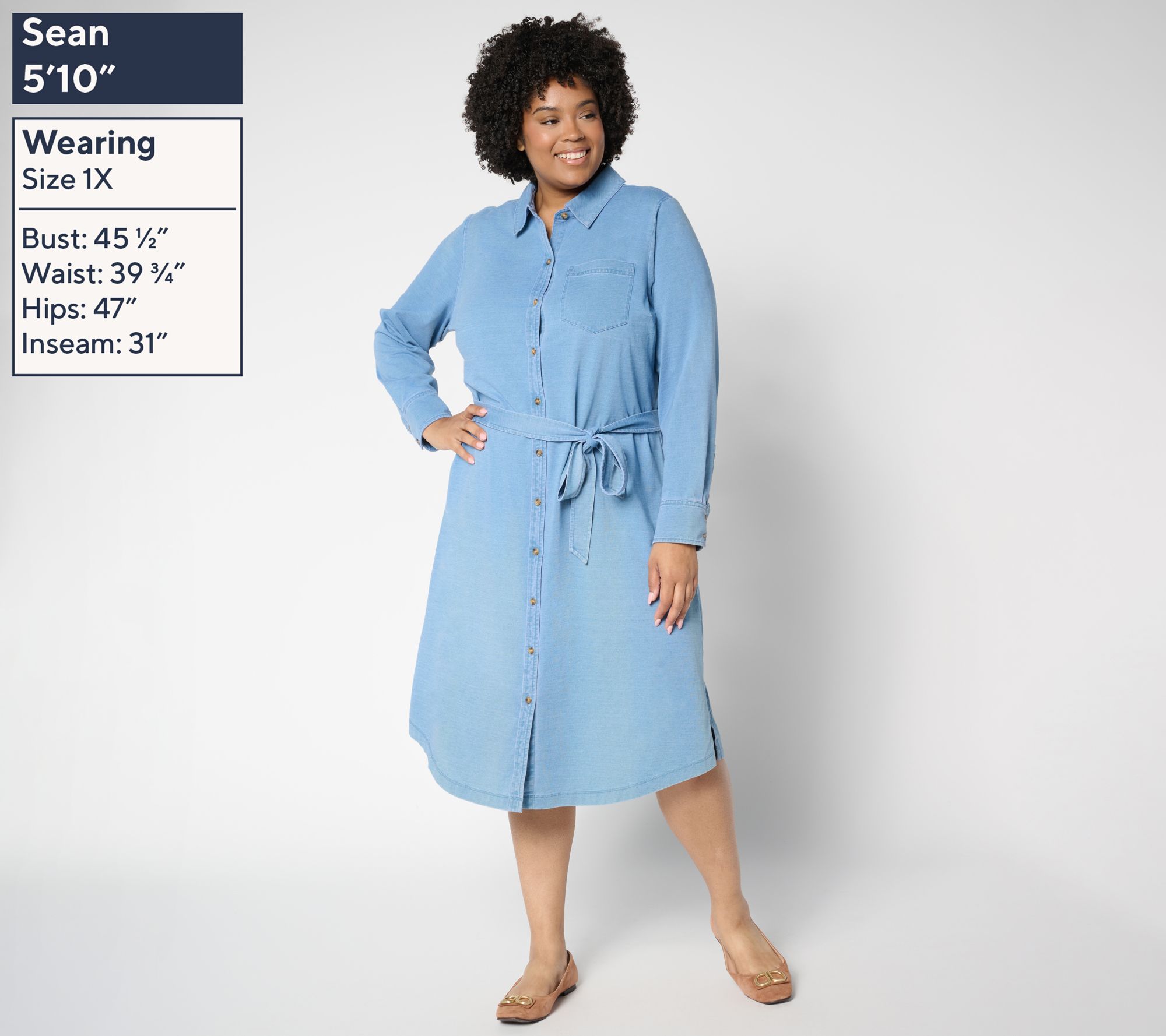 Ree by The Pioneer Woman Regular Knit Denim Shirt Dress