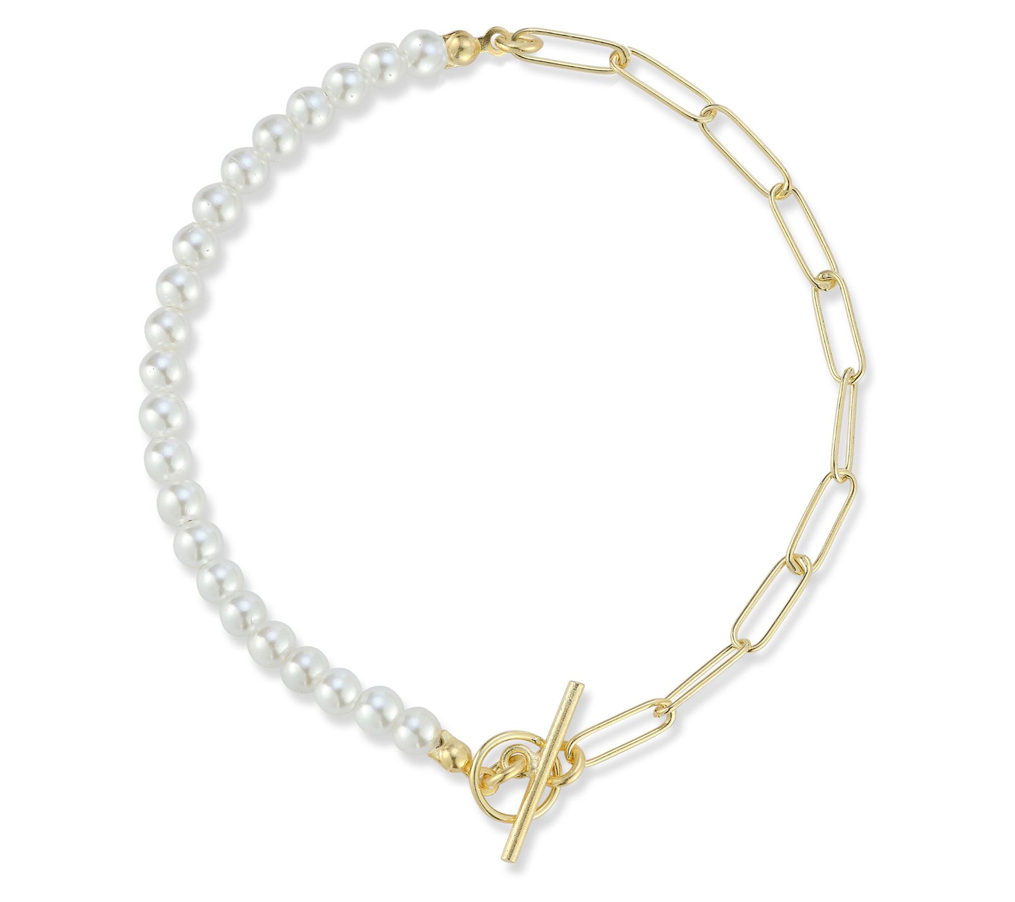 Sterlina Silver Cultured Pearl & Paperclip Bracelet, Sterling