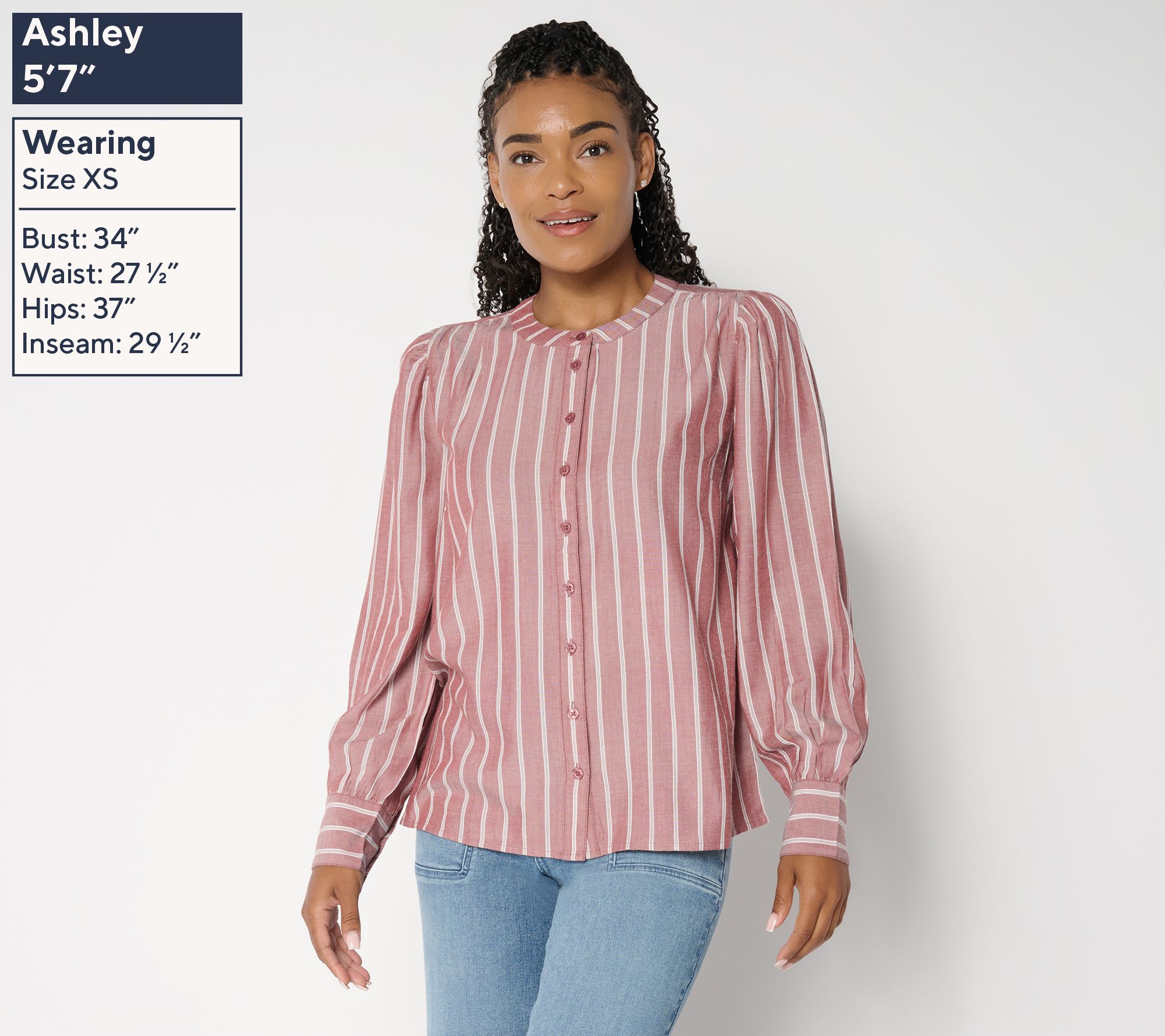 Me by Jennie Garth Goldie Yarn Dye Striped Blouse