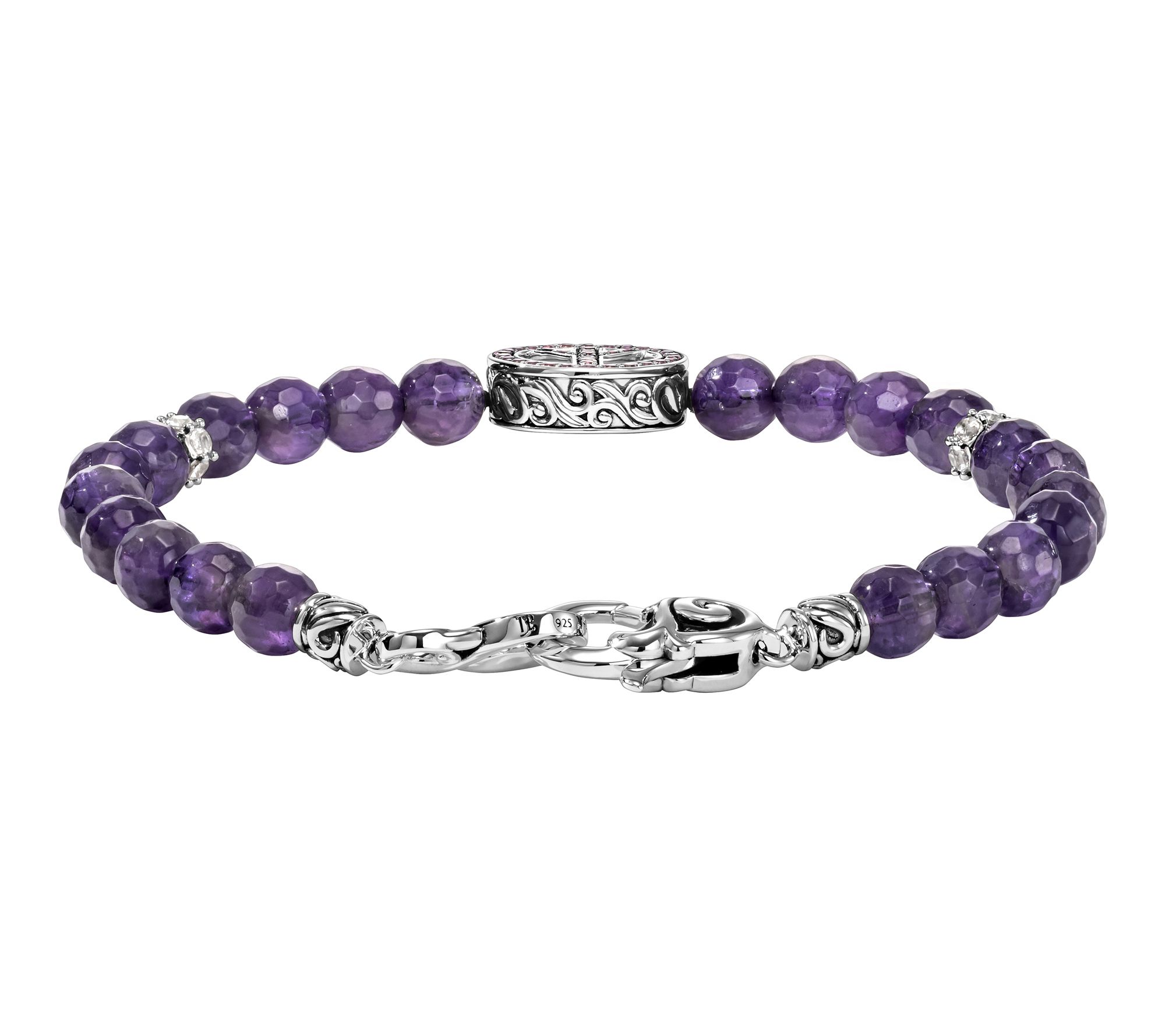 Third Person Sterling Gemstone Bead & PeaceSign Bracelet