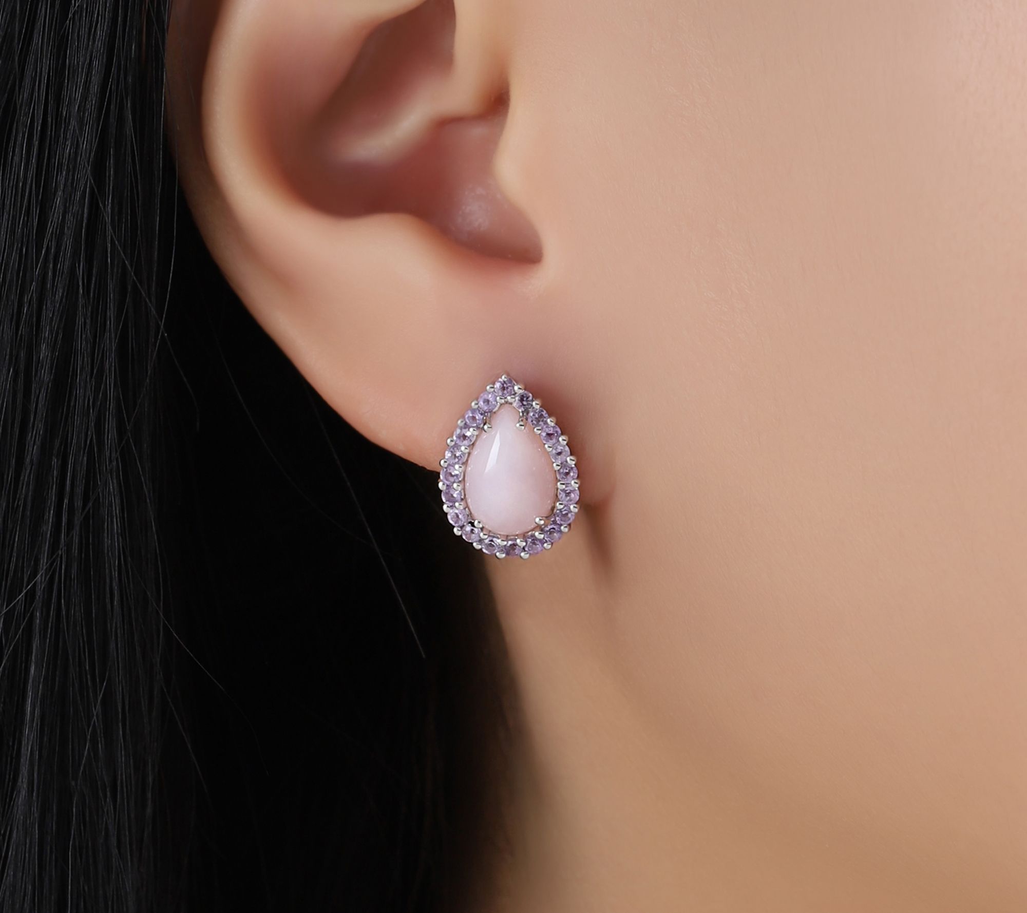 Ariva Sterling Pink Opal & Pink Amethyst Delphine Earrings