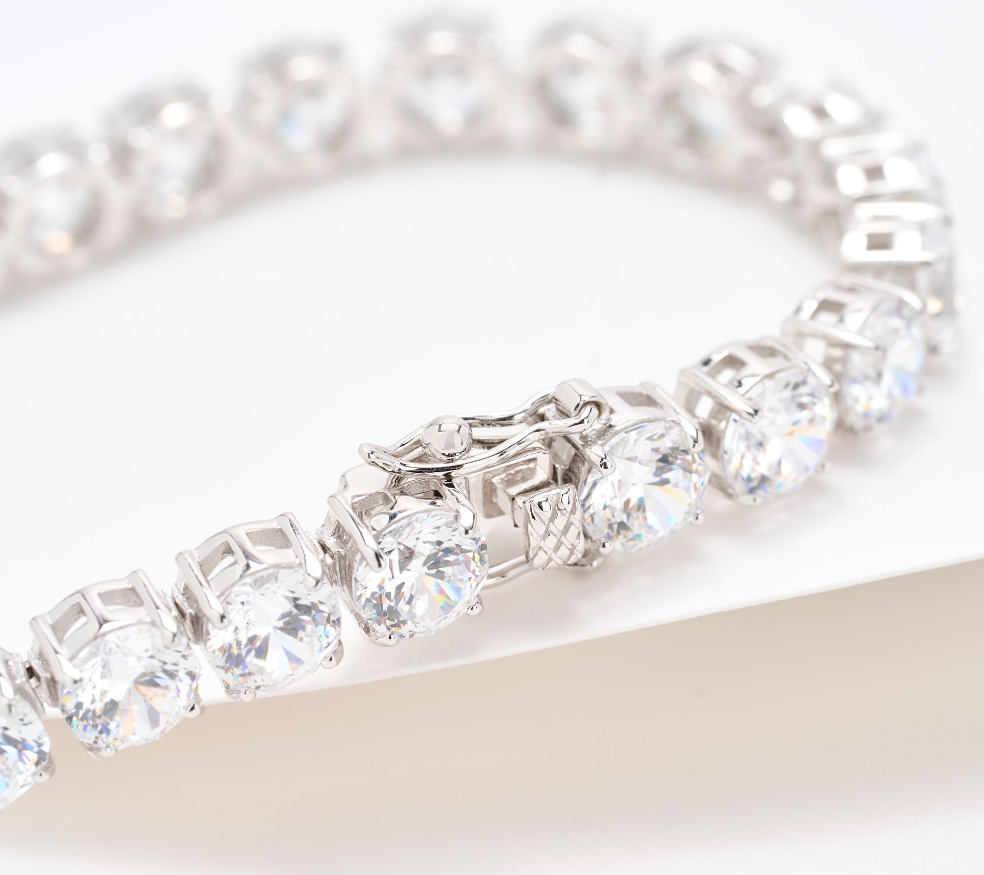 Diamonique Classics Blossom Cut Tennis Bracelet Sterling Silver