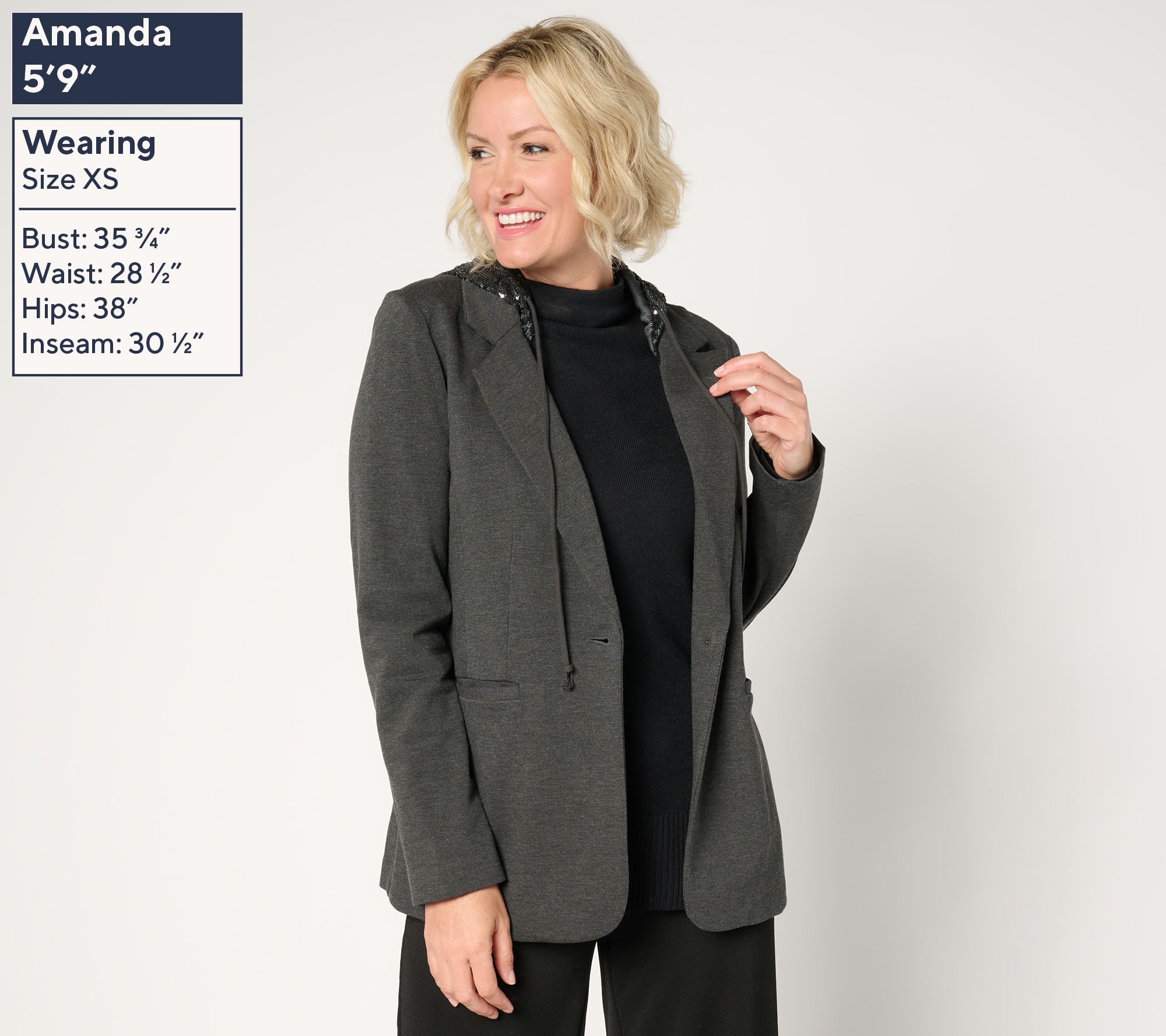 Jingle Belles by Kim Gravel Shine On Sequin Chic Ponte Blazer