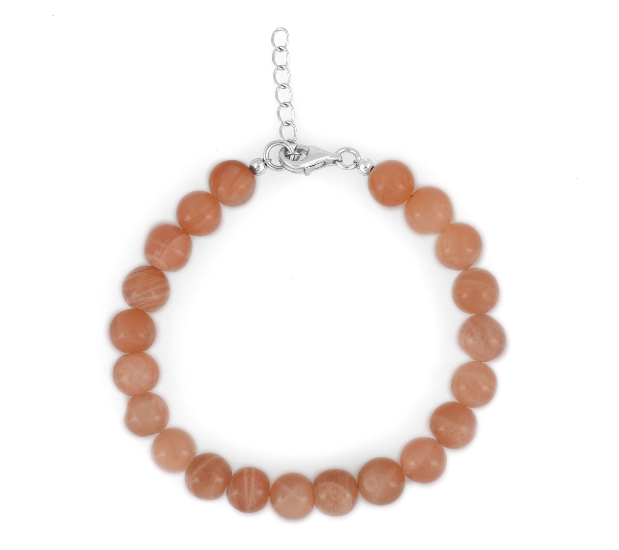 Sterling Silver Pink Moonstone Bead Bracelet