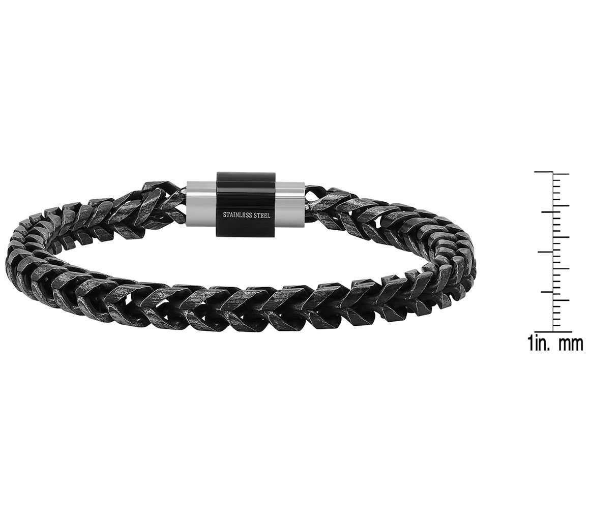 Steel By Design Men's Oxidized Wheat Chain Bracelet