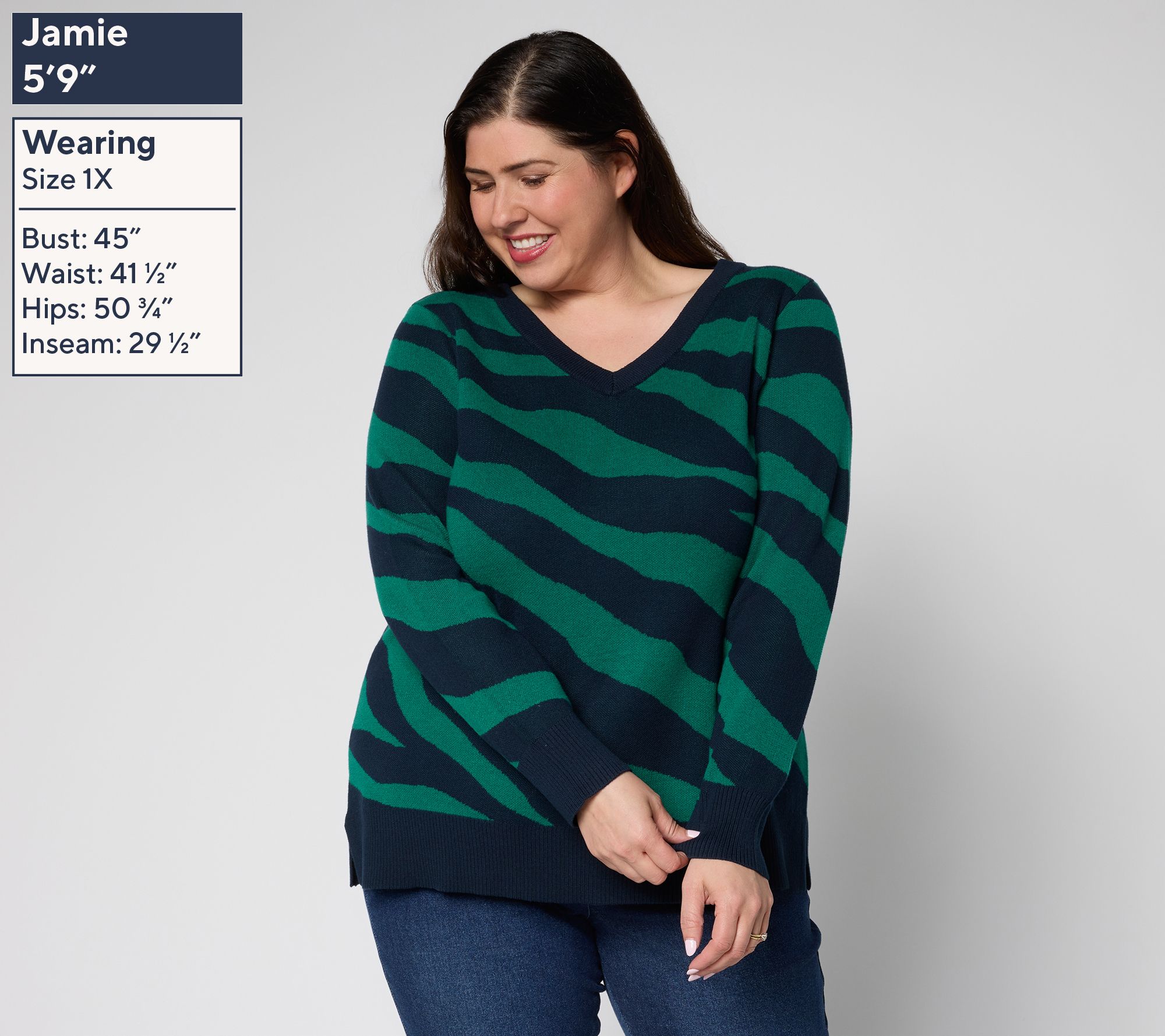 Brandis Dress Out Loud Graphic V-Neck Intarsia Sweater