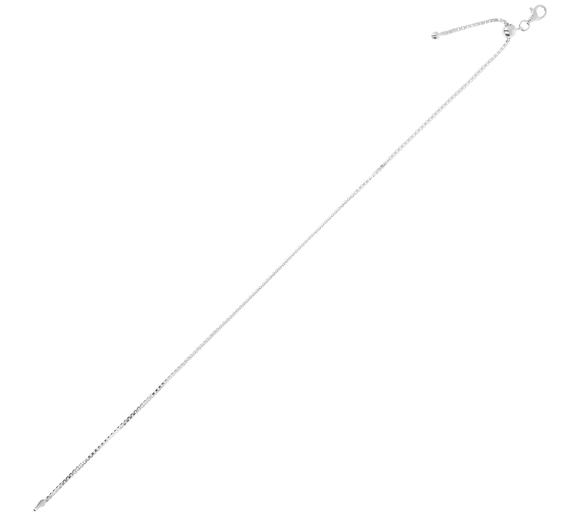 UltraFine Silver Adjustable Box Chain Ankle Bracelet, 3.7g