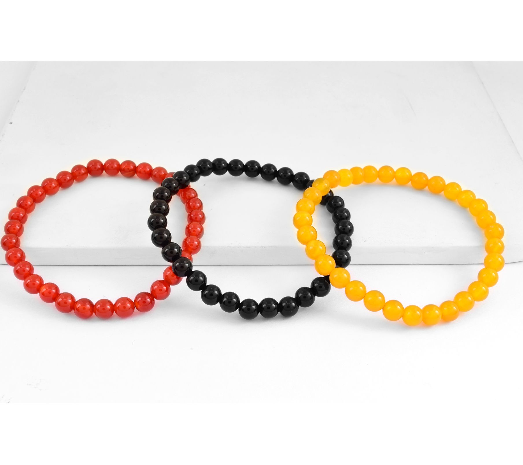 Set of 3 Gemstone Beaded Stretch Bracelets