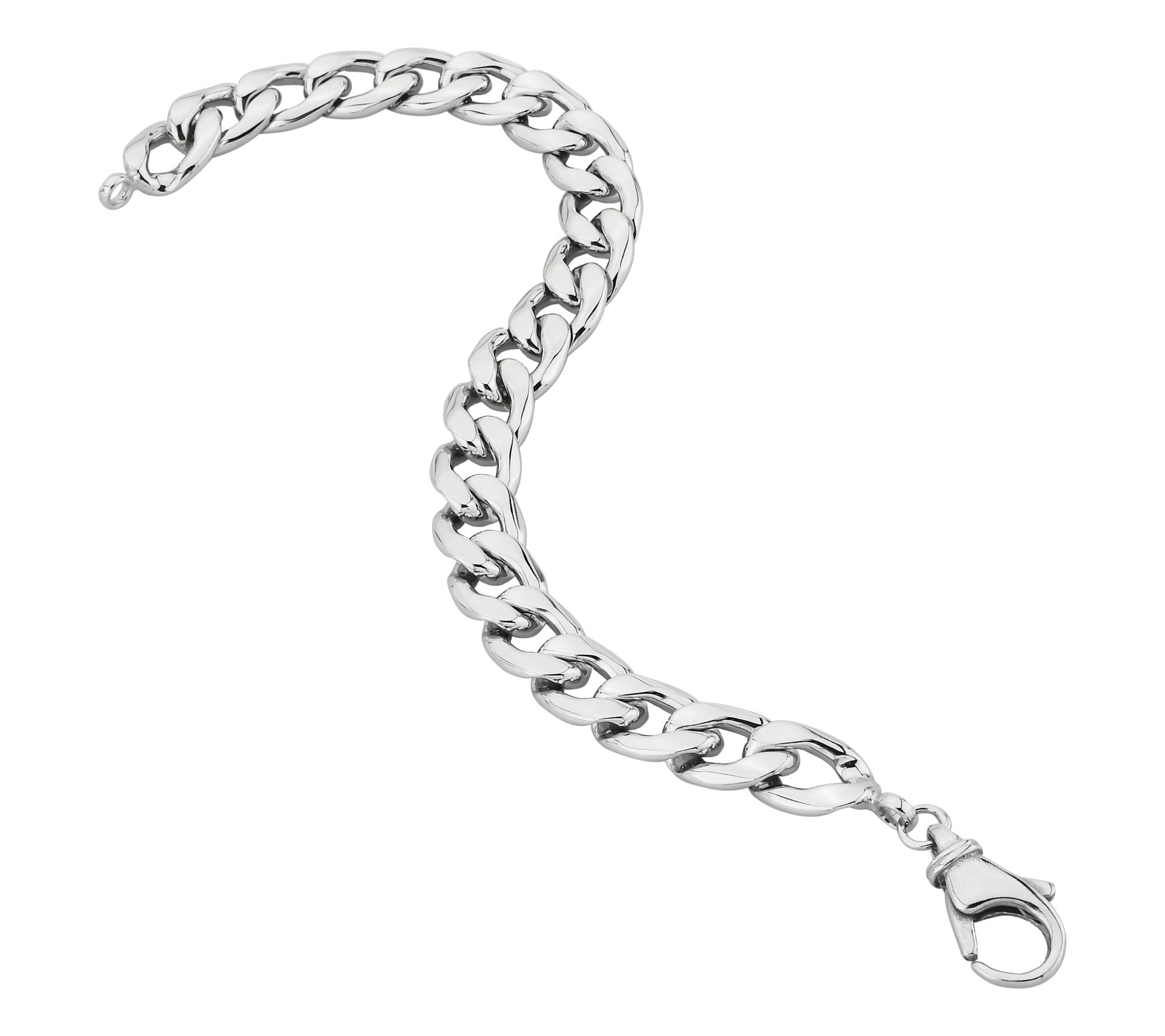 Silver Style Men's 10mm Curb Link Chain Bracelet, Sterling