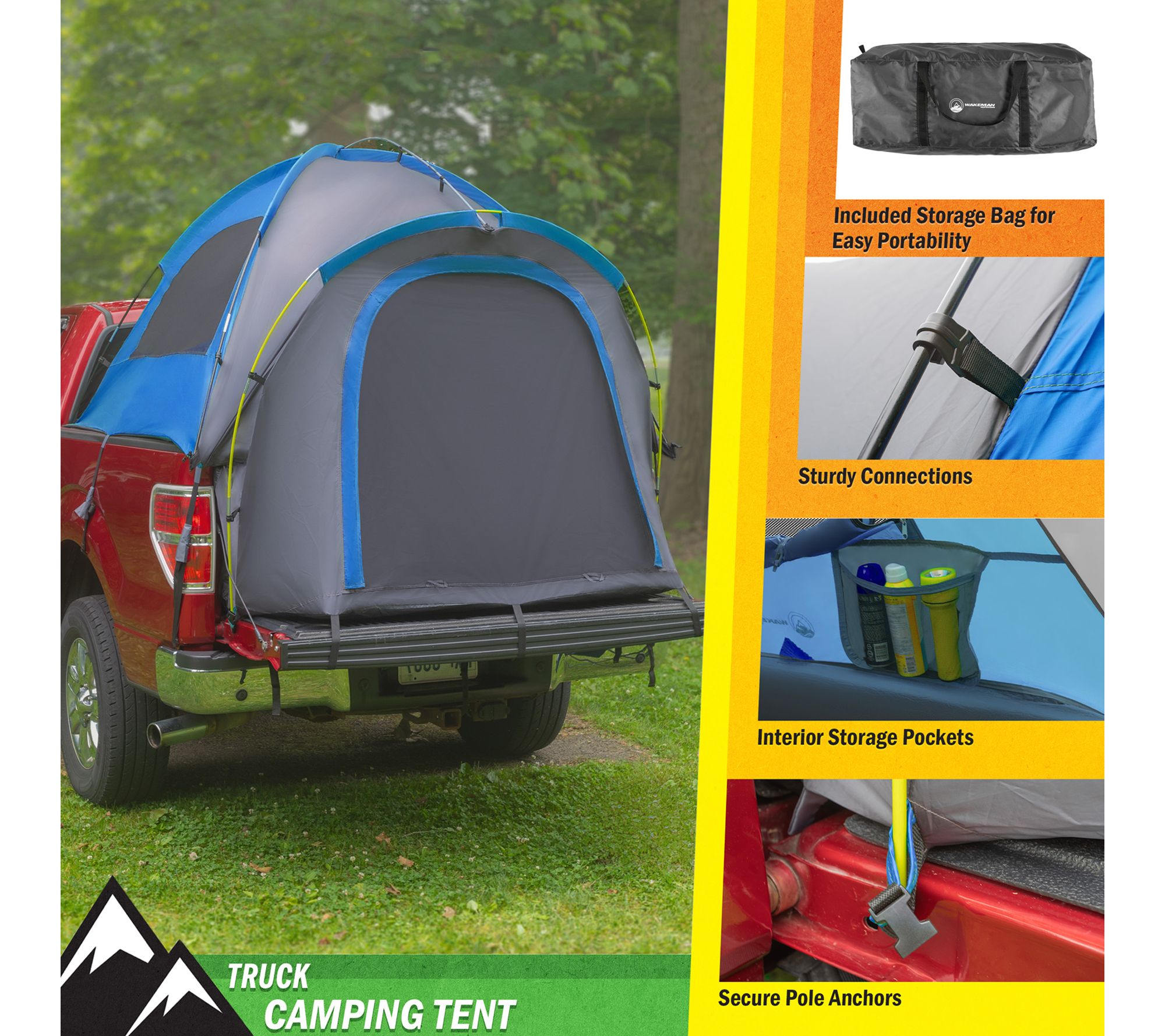 Wakeman Truck Bed Tent Water-Resistant Vented Camper Shell
