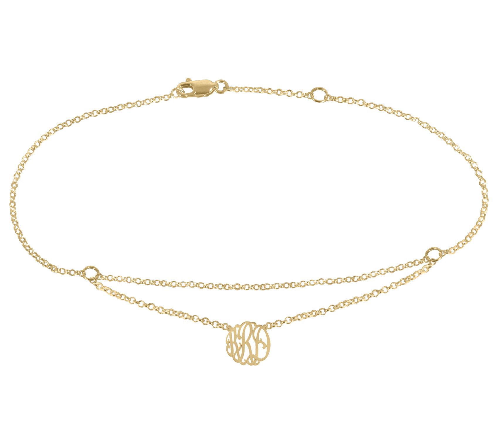 Personalized 14K Gold-Plated Floating Monogram Ankle Bracelet