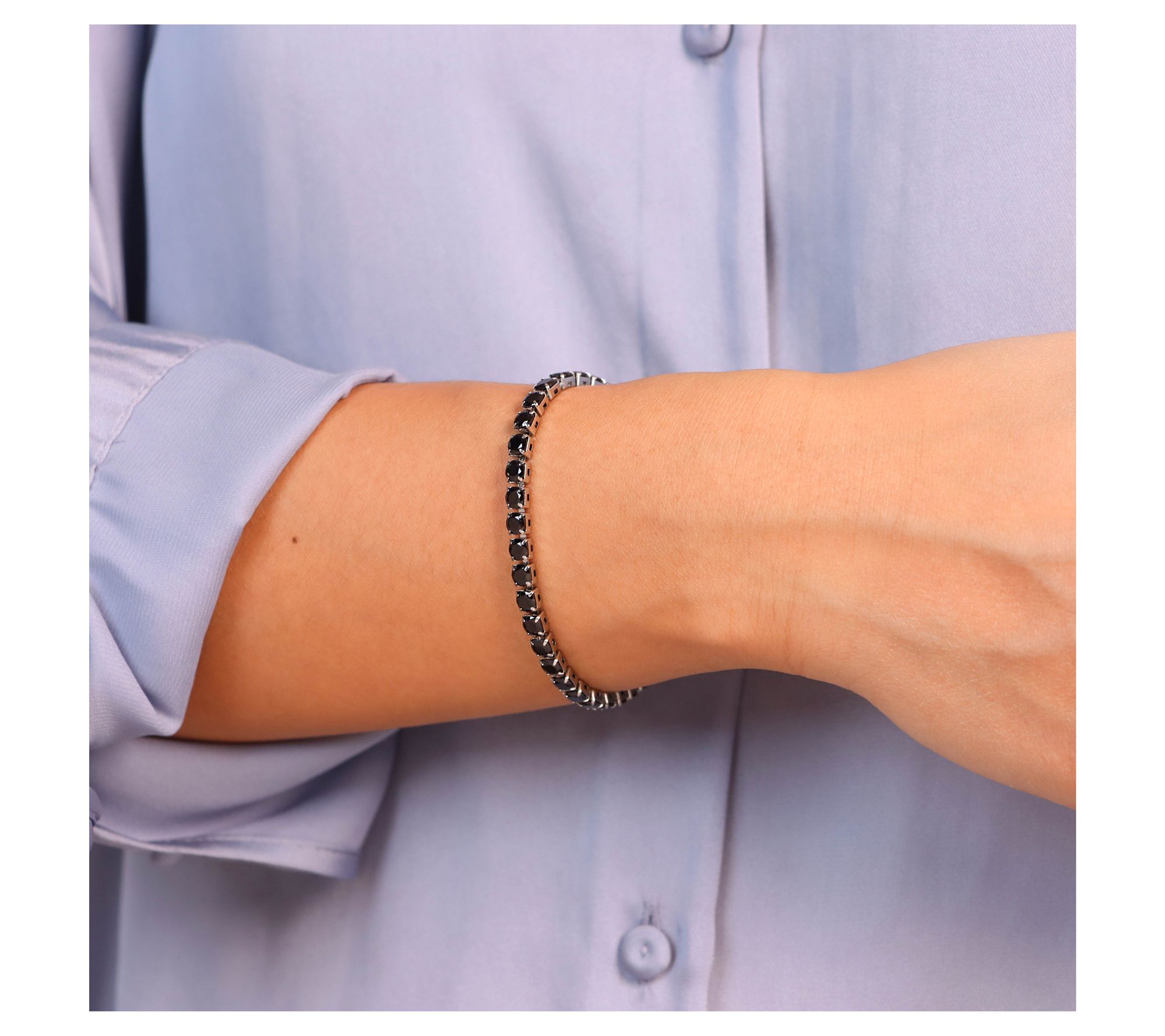 Steel By Design Simulated Black Spinel Tennis Bracelet