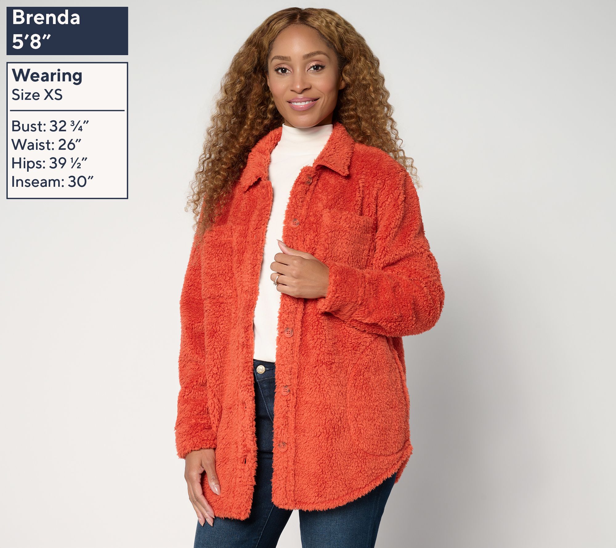 Belle by Kim Gravel Regular SophisticChic Horn Button Sherpa Shacket