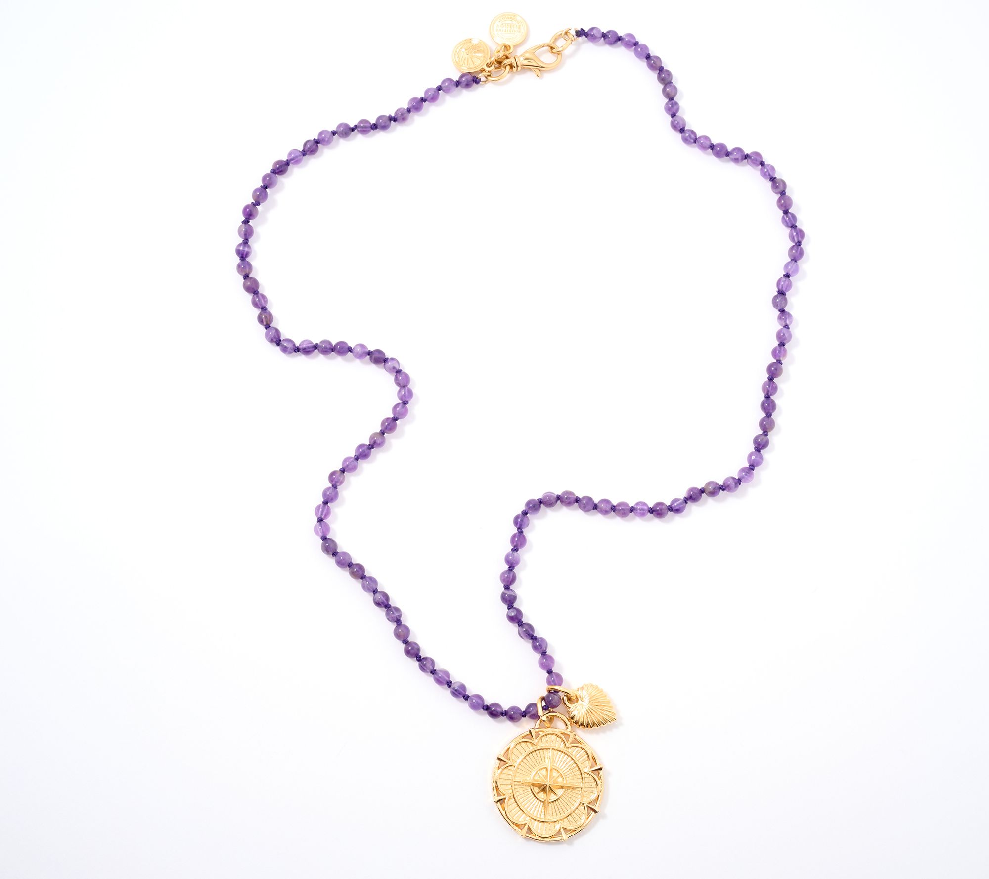 Divinely Guided by Theresa Caputo Amethyst Hand-Knotted Charm Necklace