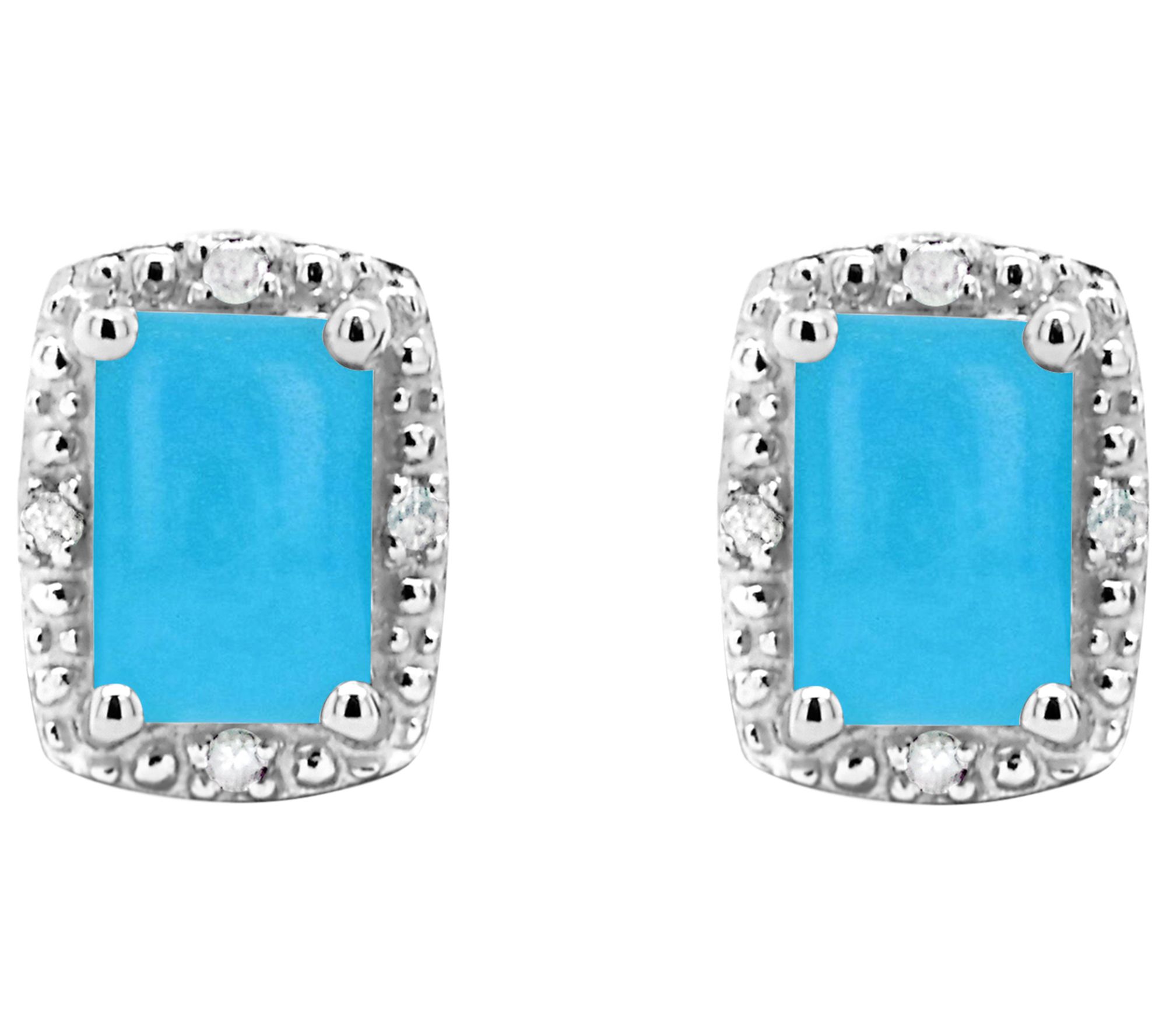 Affinity Gems Emerald Turquoise & Diamond Earrings, Sterling