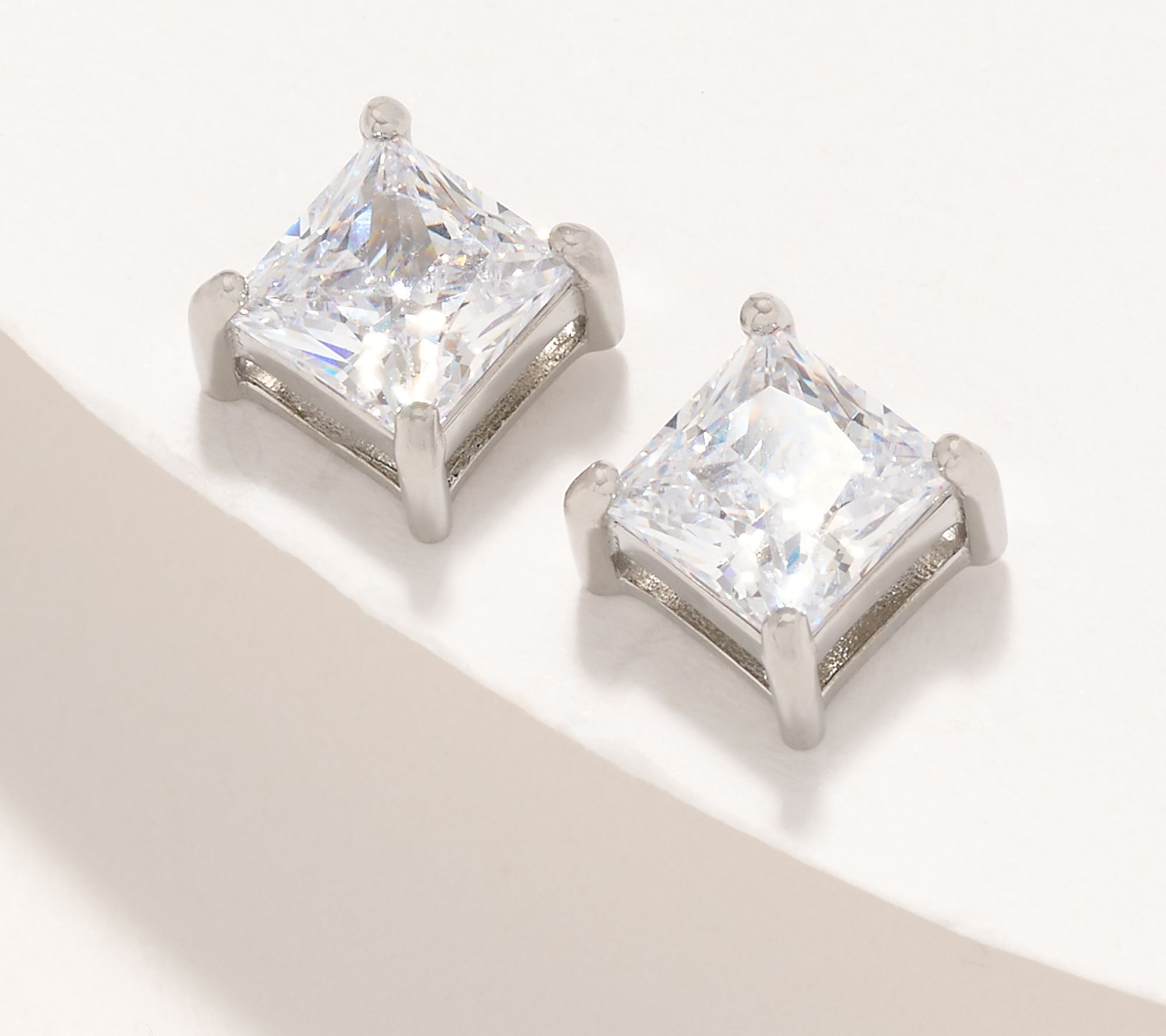 Steel by Diamonique 2ct Princess Stud Earrings