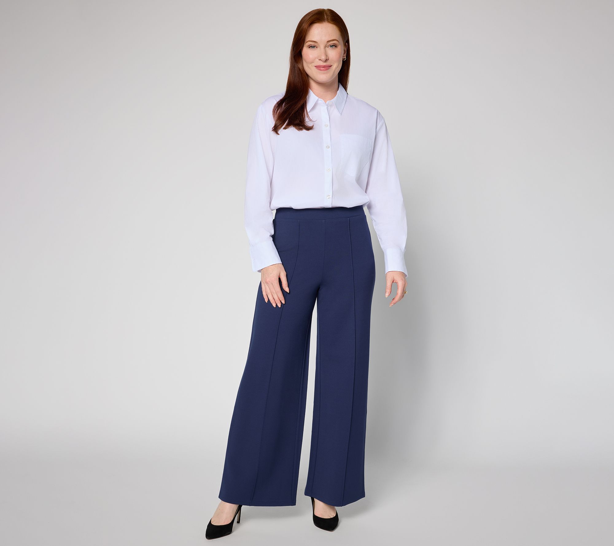Joan Rivers Petite Bitsy Wide Leg Pull-On Ponte Pants